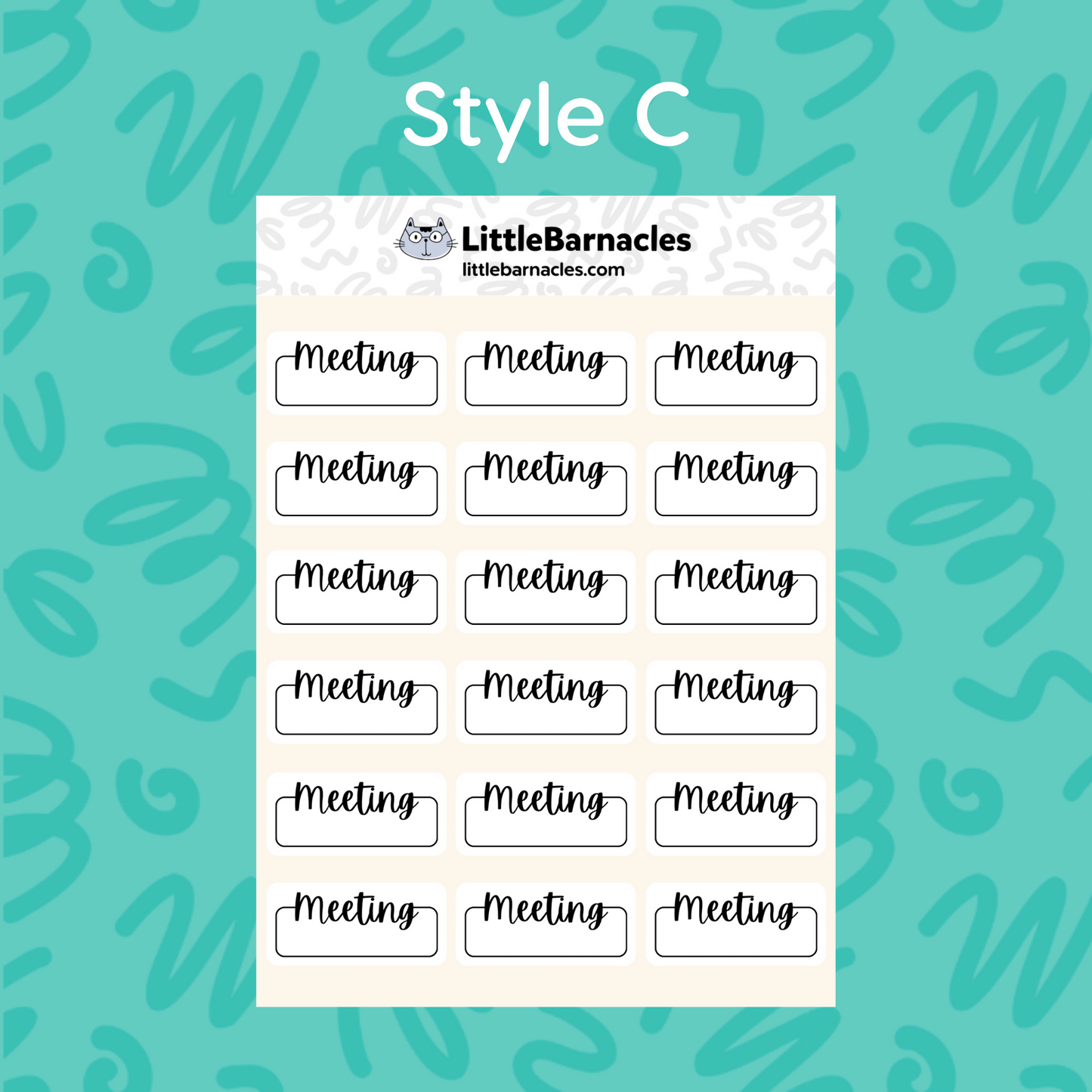 Meeting Planner Sticker • 1.5 Inch Quarter Box • Text Color Options • Appointment Reminder Label • Calendar Planner Sticker