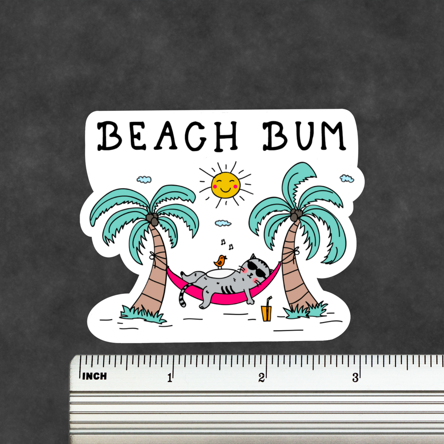 Beach Bum Cat Sticker Funny Cat