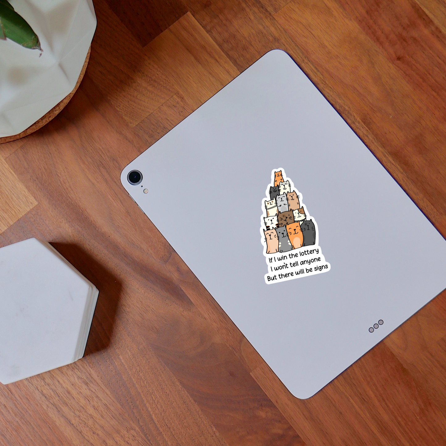 Lottery Cat Sticker Funny Cat Sticker Funny Lotter Meme Cat Lover Waterproof Vinyl Laptop Water Bottle
