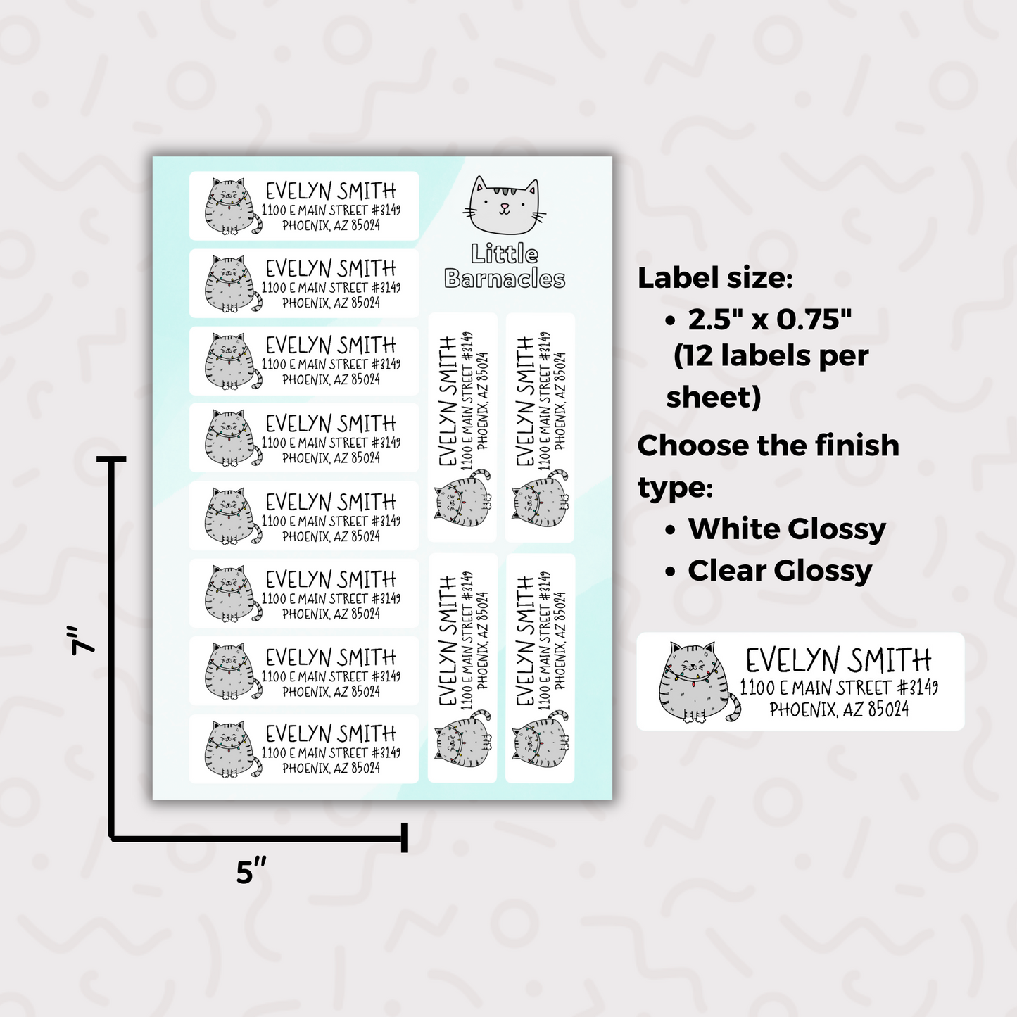 Custom Christmas Address Labels, Return Address Labels, Personalized Mailing Labels, Return Address Stickers, Customizable Address Labels Christmas Lights Cat