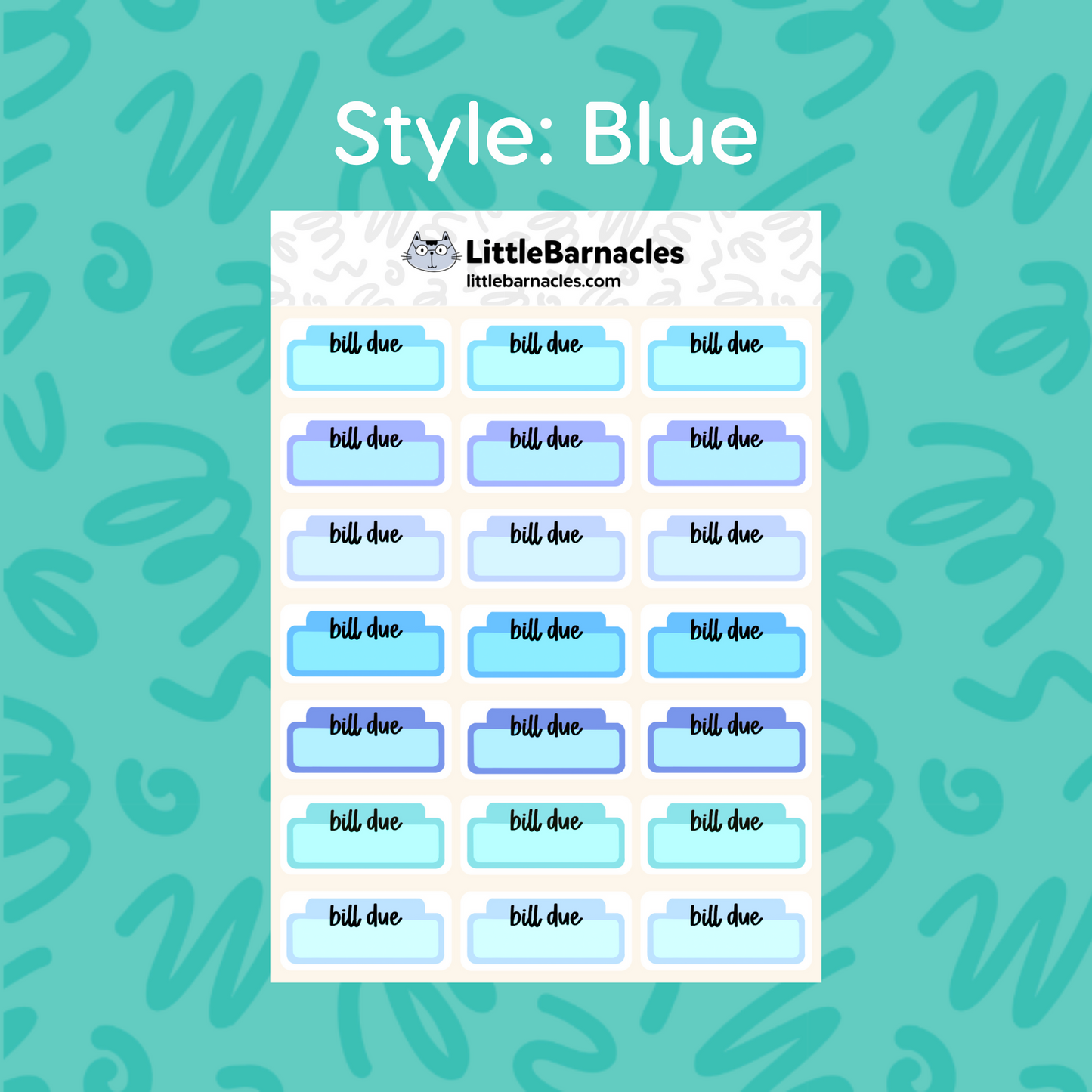 Bill Due Planner Sticker | 1.5" Size | Quarter Box Life Planner Sticker Finance Budget Planner Calendar Sticker Bill Reminder Label