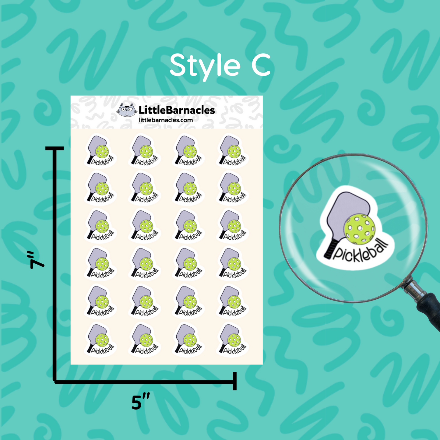 Mini Pickleball Planner Sticker 3/4” Sticker Pickleball Icon Calendar Sticker