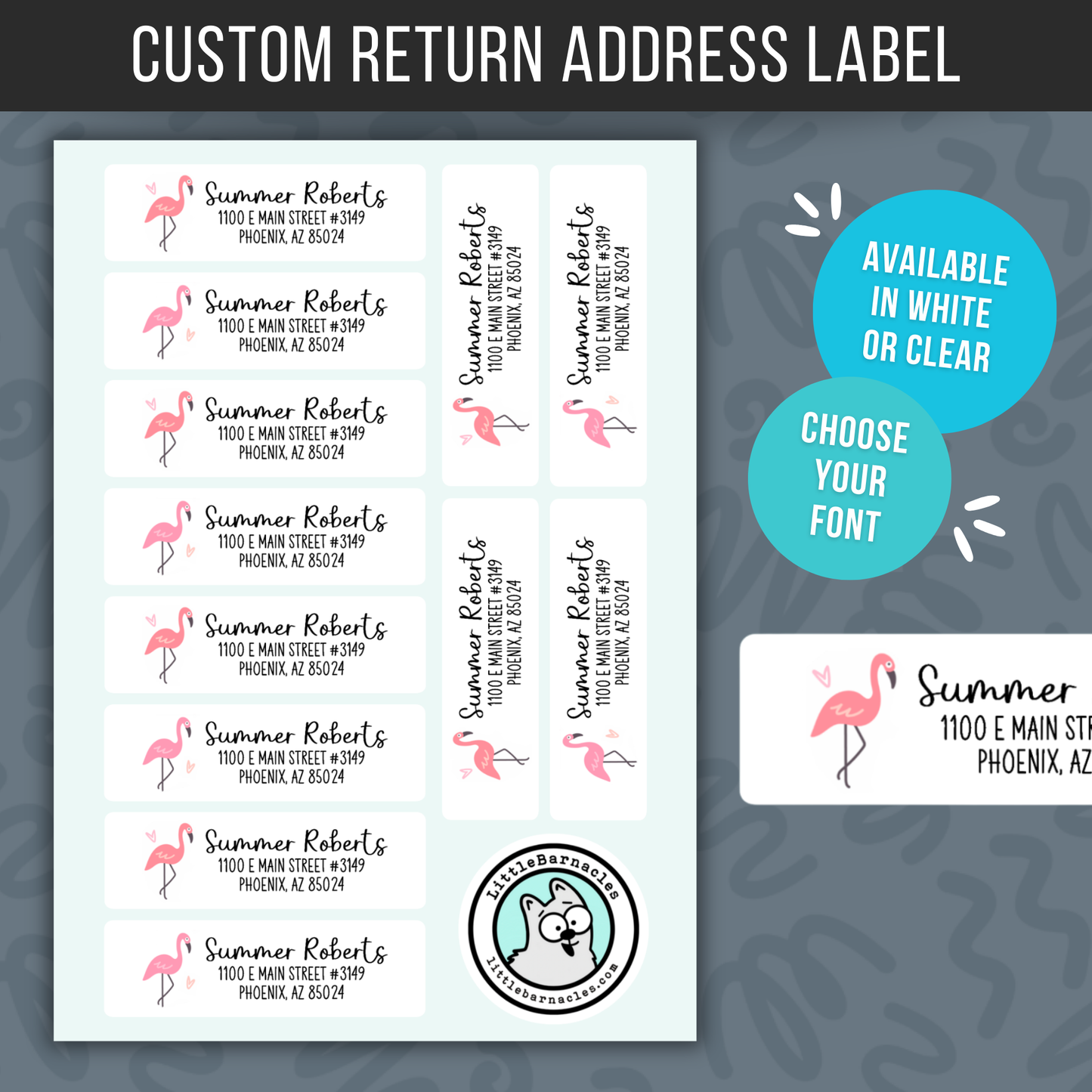 Custom Address Labels Return Address Labels Sheet of 12 Personalized Mailing Label Return Address Sticker Customizable Address Pink Flamingo
