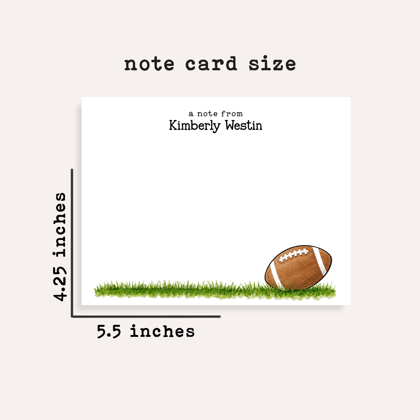 Personalized Football Stationery • Football Notecard Set • Custom Name Note Cards • Football Thank You Cards • Set of 12
