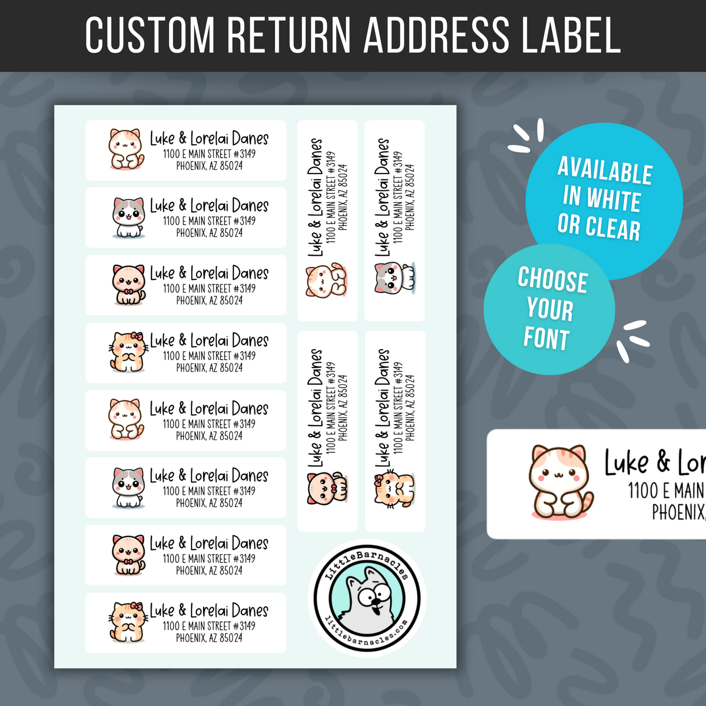 Custom Address Labels, Return Address Labels, Sheet of 12, Personalized Mailing Labels, Return Address Stickers, Customizable Address Labels Cat Kawaii
