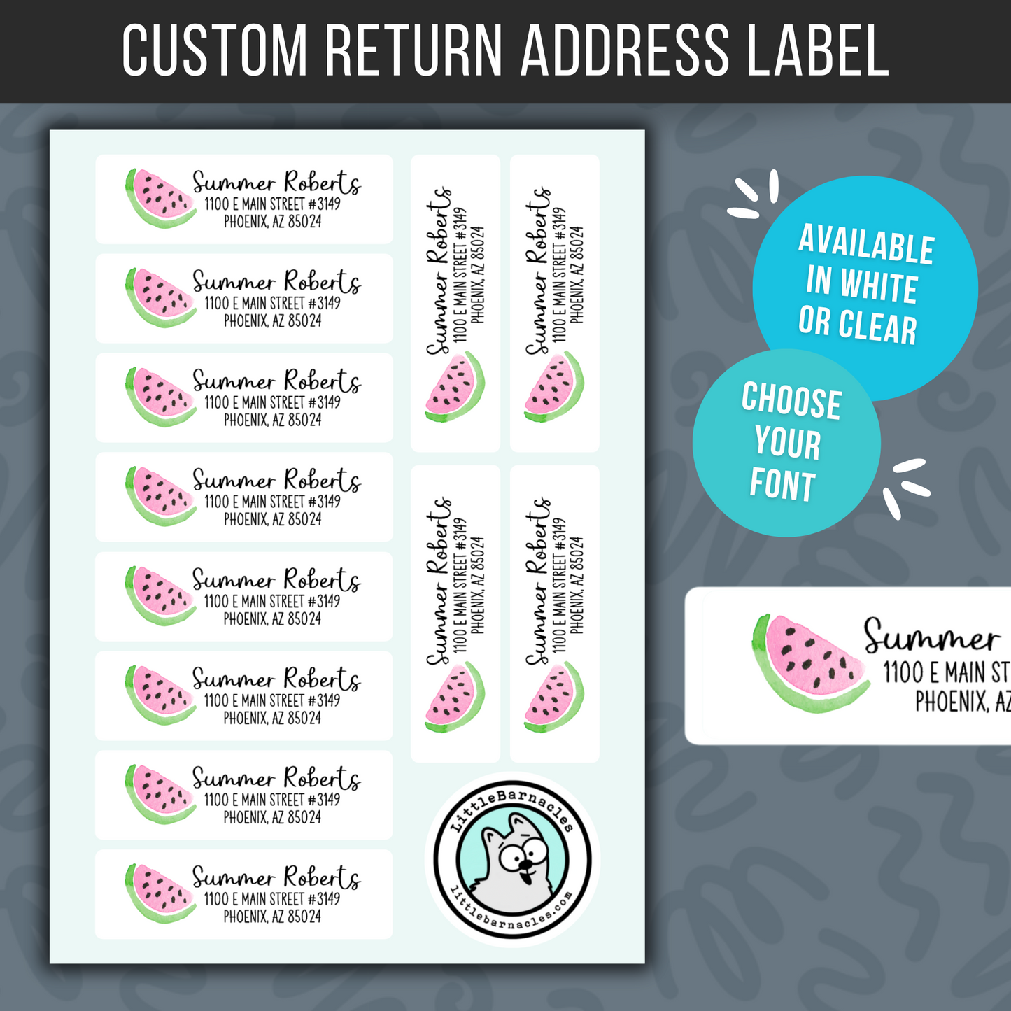 Watermelon Custom Address Labels, Return Address Labels, Personalized Mailing Labels