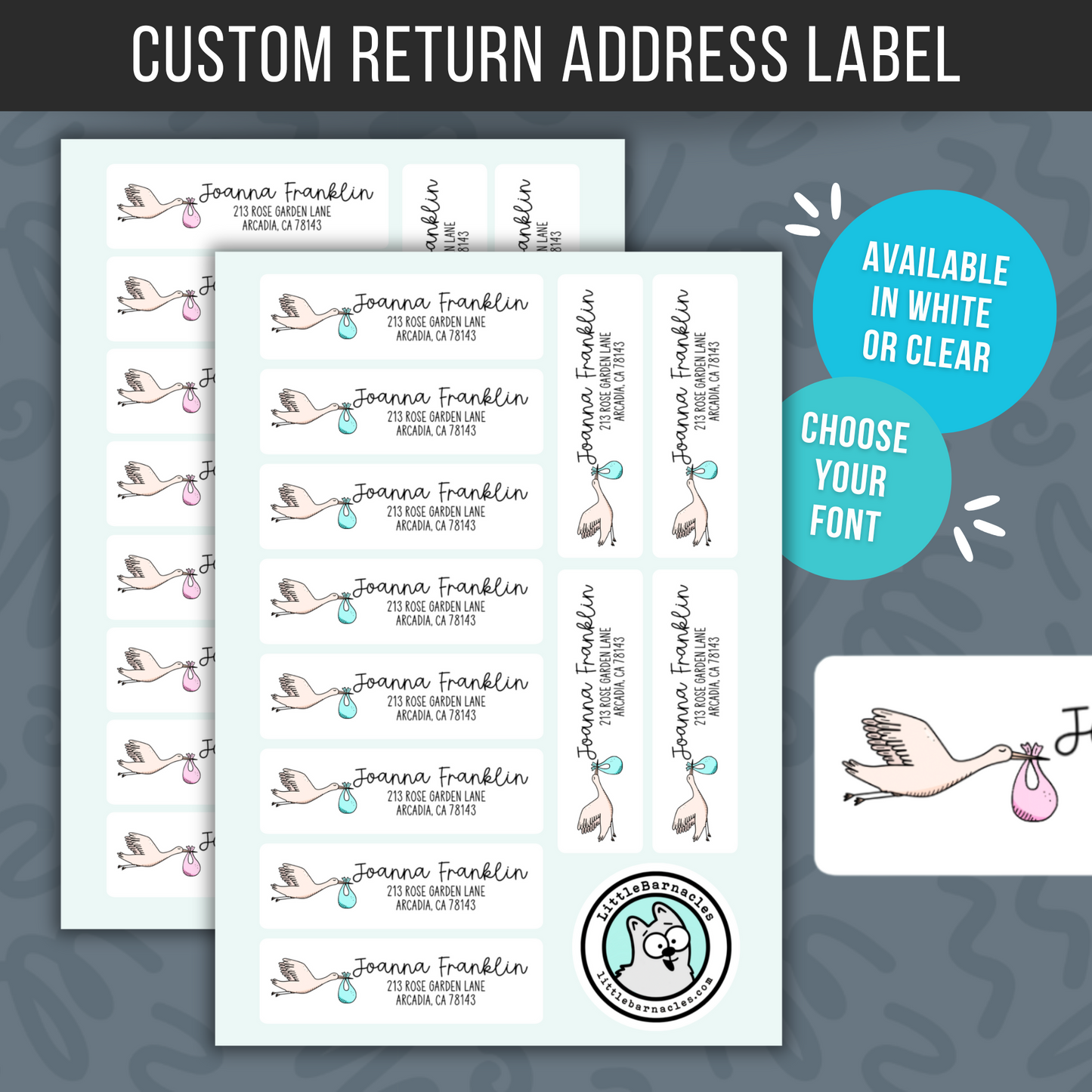 Custom Address Label Return Address Label Personalized Mailing Label Customizable Address Label Baby Shower Baby Boy Baby Girl Nursery Stork