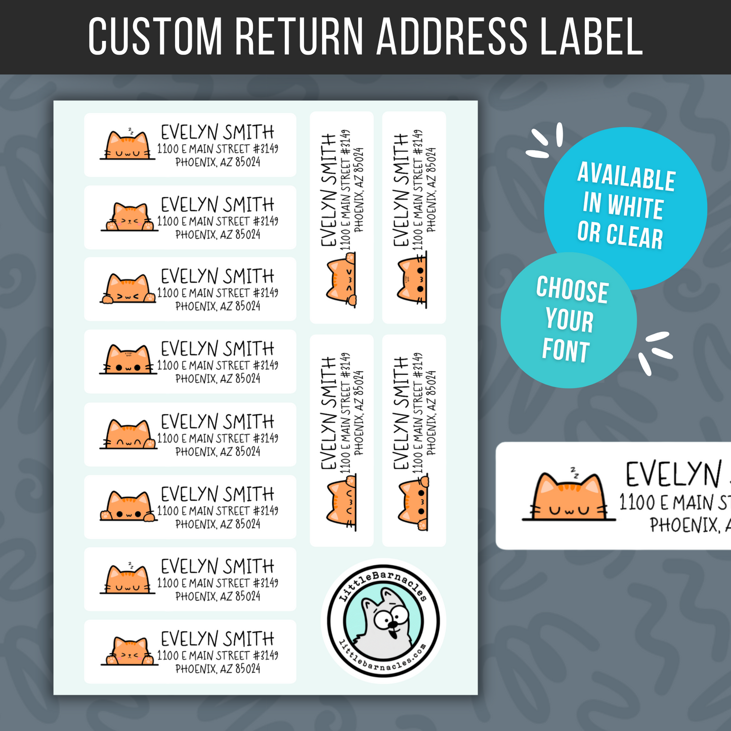 Custom Address Labels Return Address Labels Personalized Mailing Labels Return Address Stickers Customizable Address Label Orange Tabby Cat