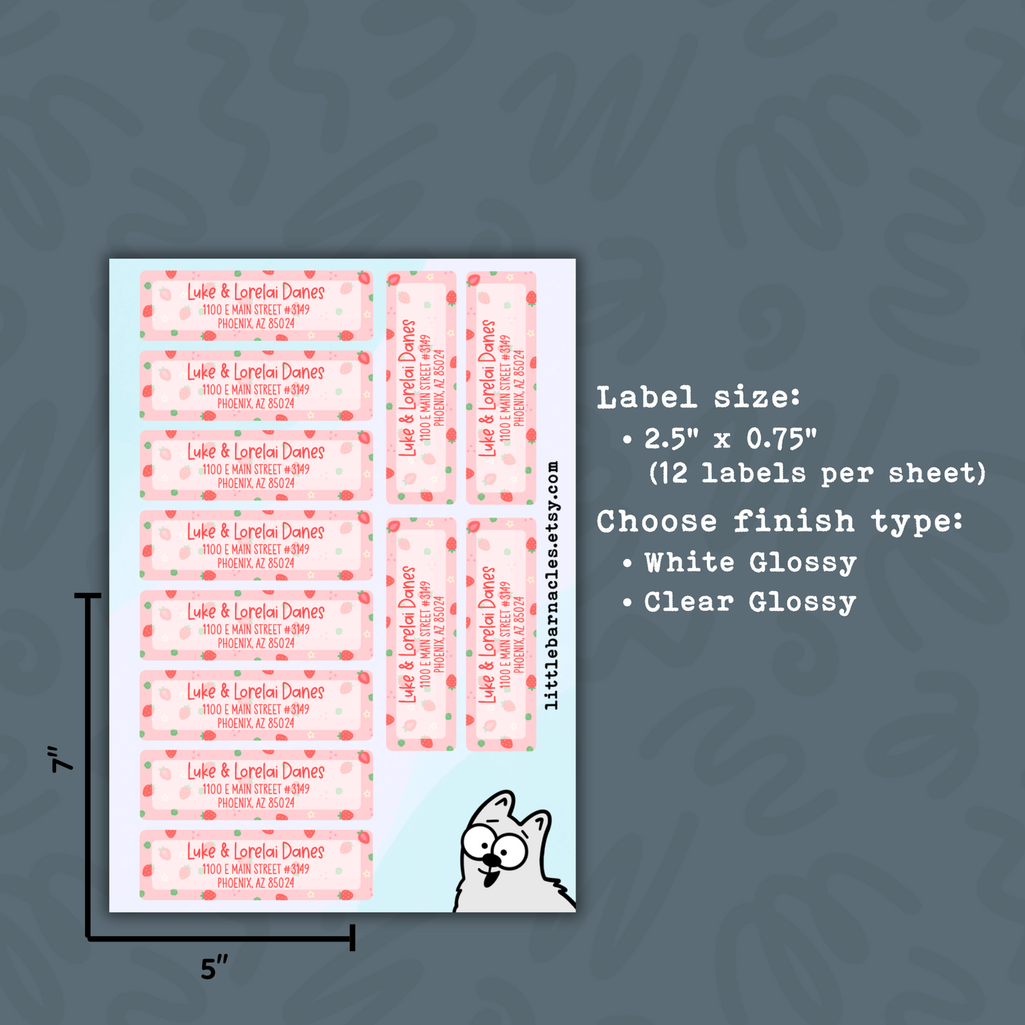 Strawberry Custom Address Labels, Return Address Labels, Personalized Mailing Labels