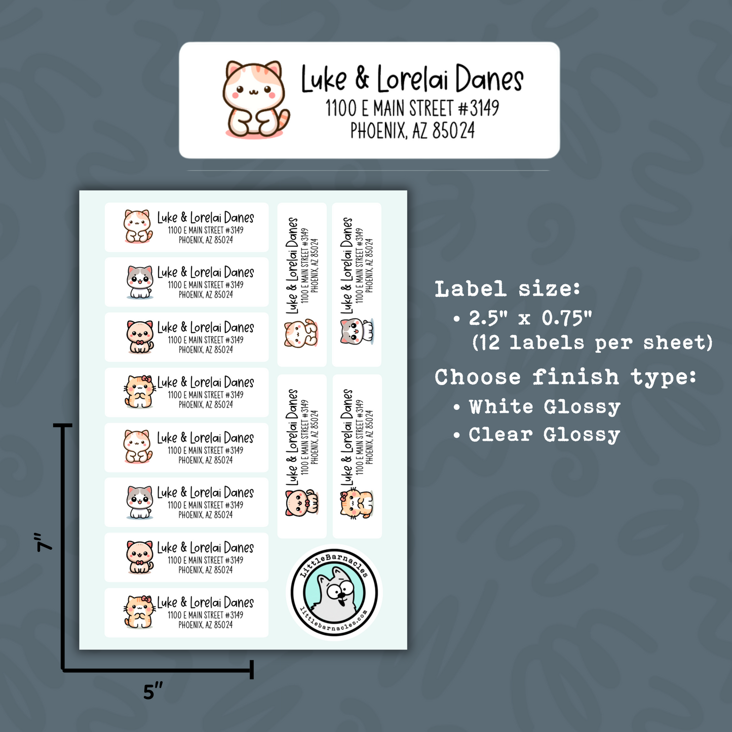 Custom Address Labels, Return Address Labels, Sheet of 12, Personalized Mailing Labels, Return Address Stickers, Customizable Address Labels Cat Kawaii