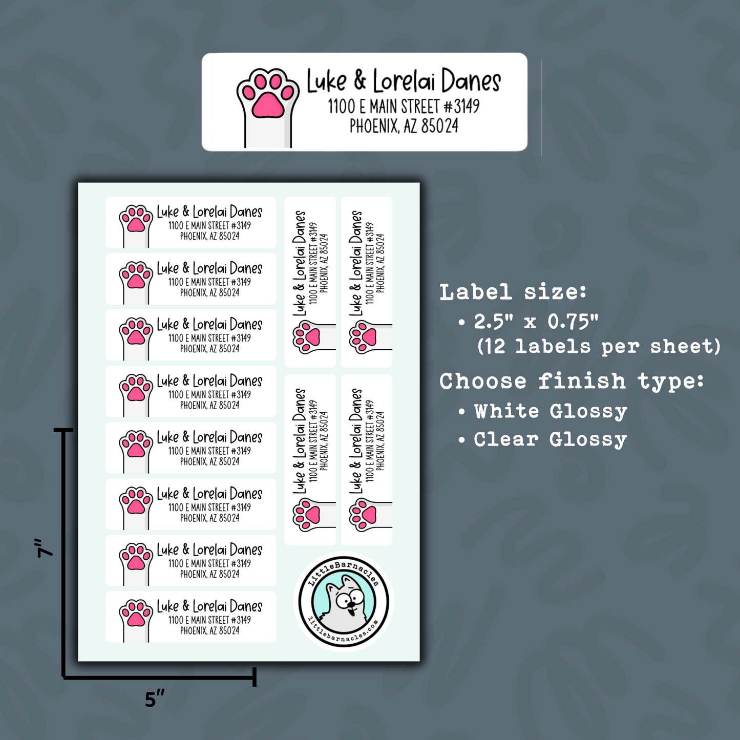 Custom Cat Address Labels, Return Address Labels, Personalized Mailing Labels, Return Address Stickers, Customizable Address Labels Cat Paw
