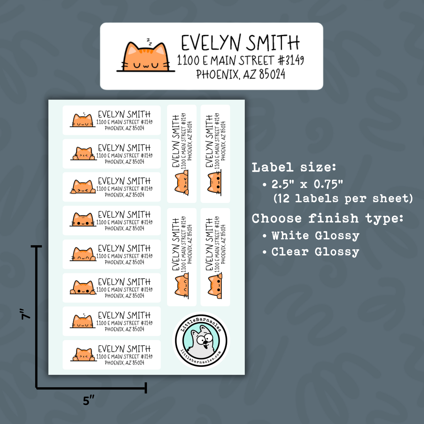 Custom Address Labels Return Address Labels Personalized Mailing Labels Return Address Stickers Customizable Address Label Orange Tabby Cat
