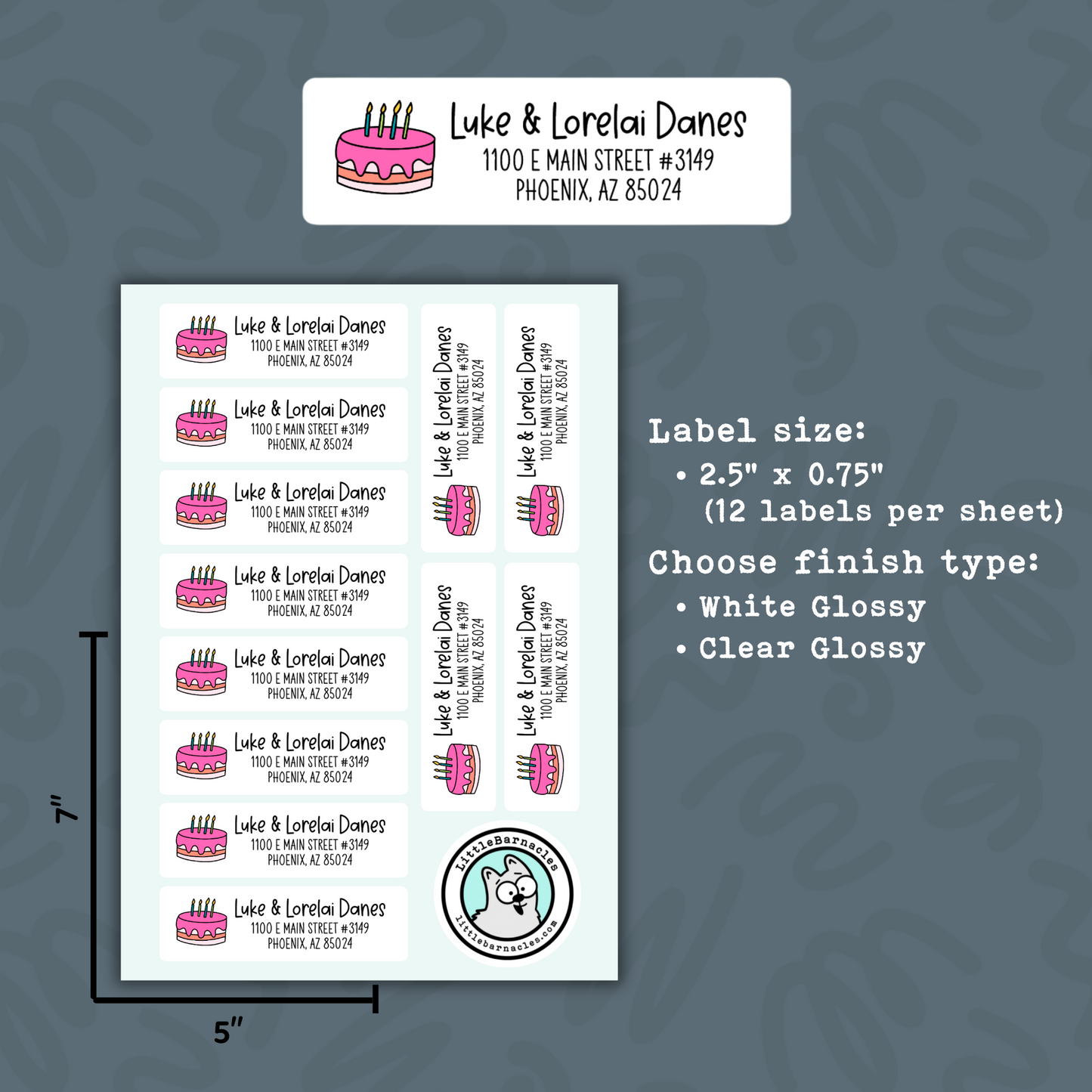 Custom Address Labels, Return Address Labels, Personalized Mailing Labels, Return Address Stickers, Customizable Address Label Birthday Cake