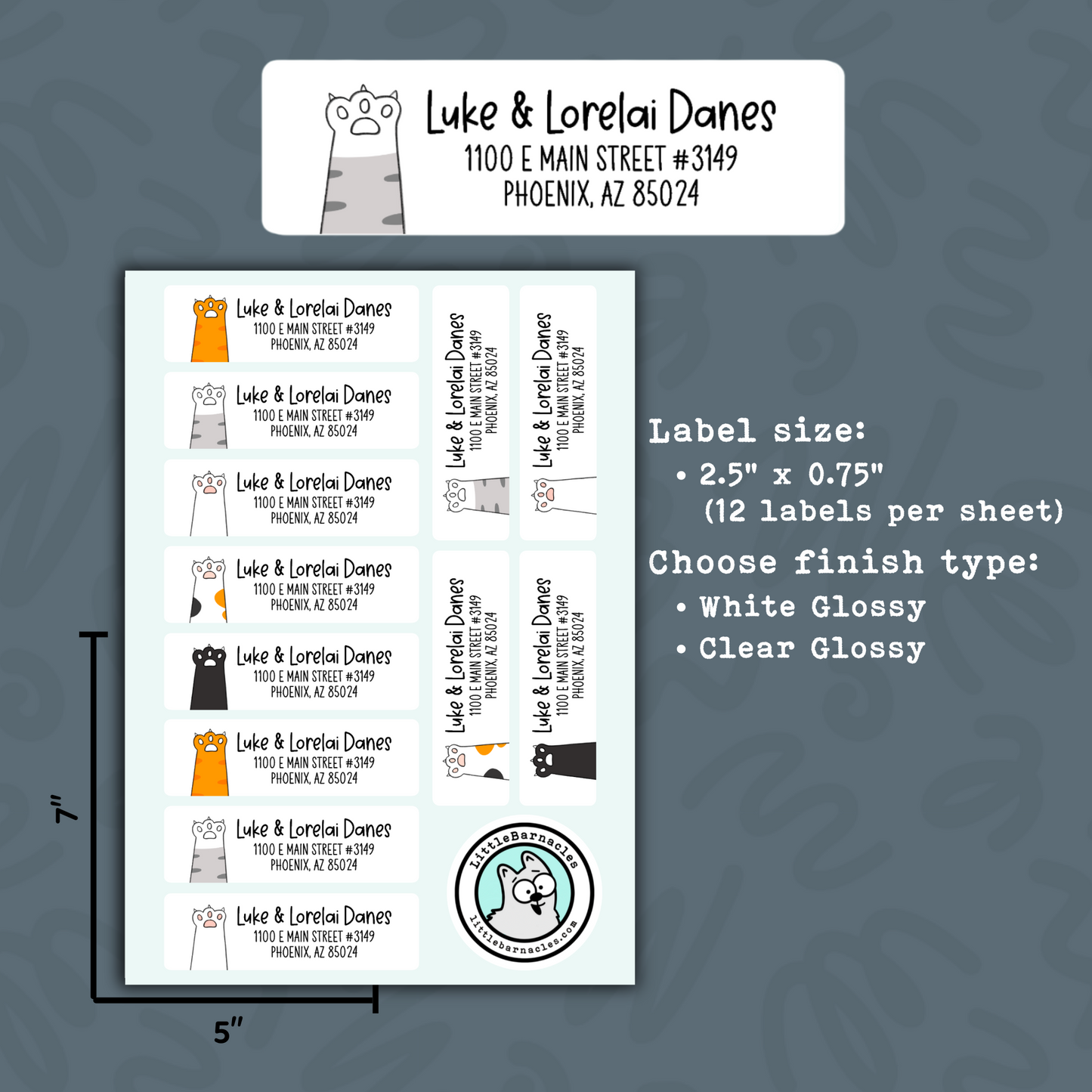 Custom Cat Address Labels Return Address Labels Personalized Mailing Labels Return Address Sticker Customizable Address Labels Cat Claw