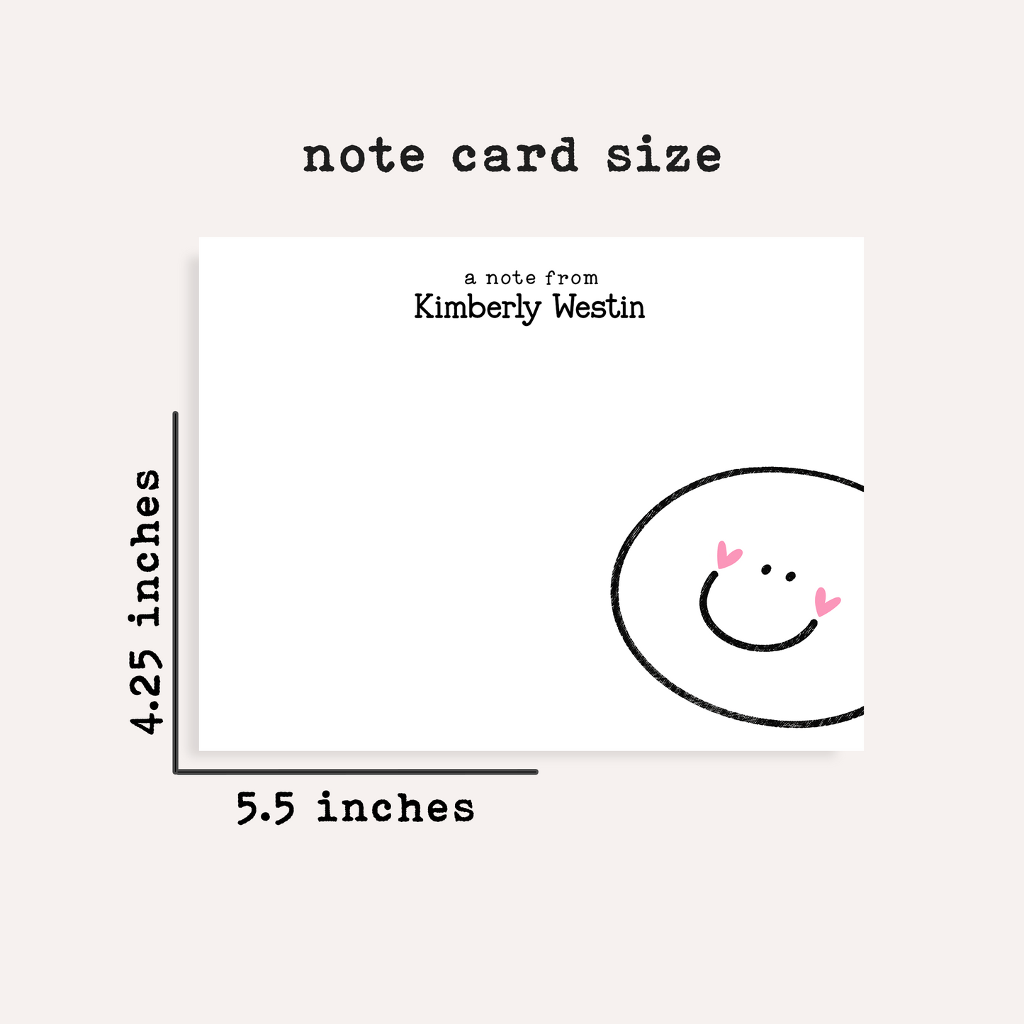 Personalized Smiley Face Stationery • Happy Face Notecard Set • Custom Name Note Cards • Thank You Cards • Cute Minimal Set of 12