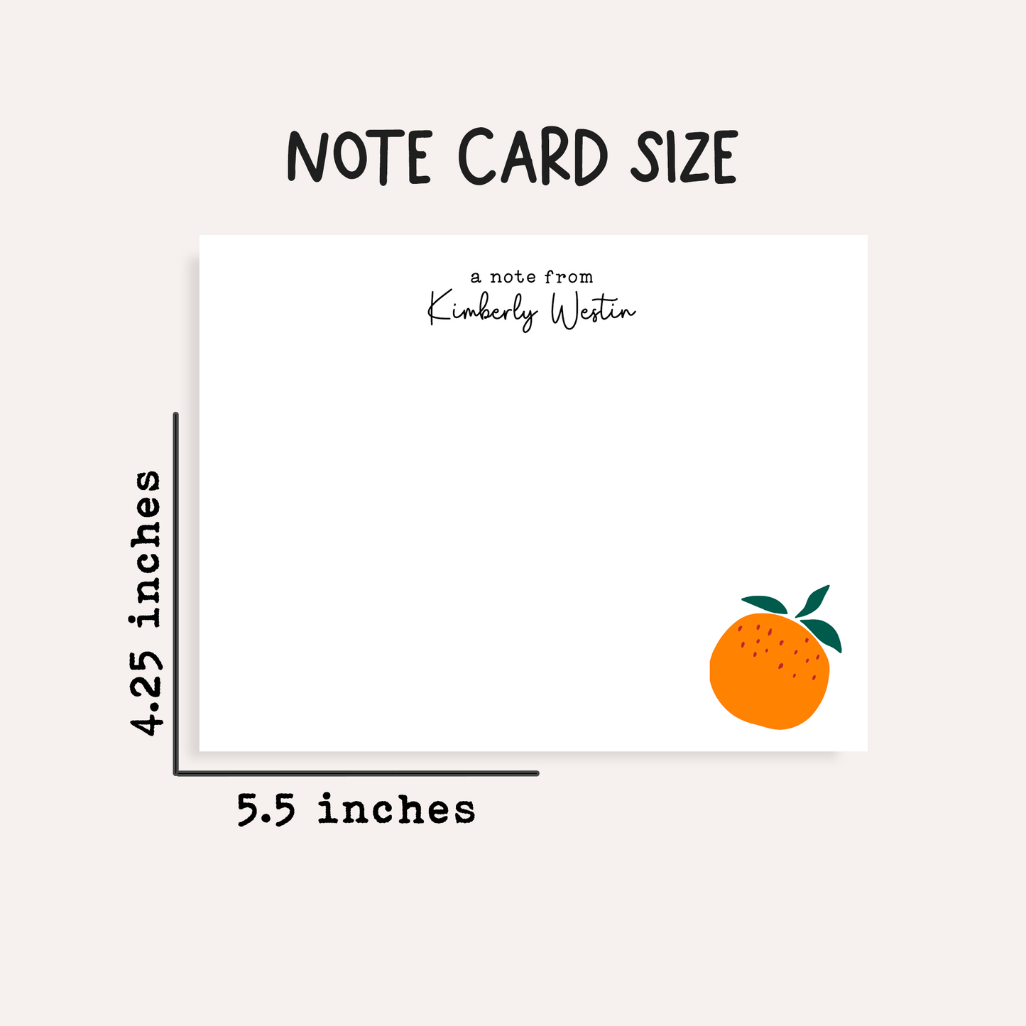 Personalized Tangerine Stationery • Orange Notecard Set • Custom Name Note Cards • Thank You Cards • Citrus Stationery Gift • Set of 12