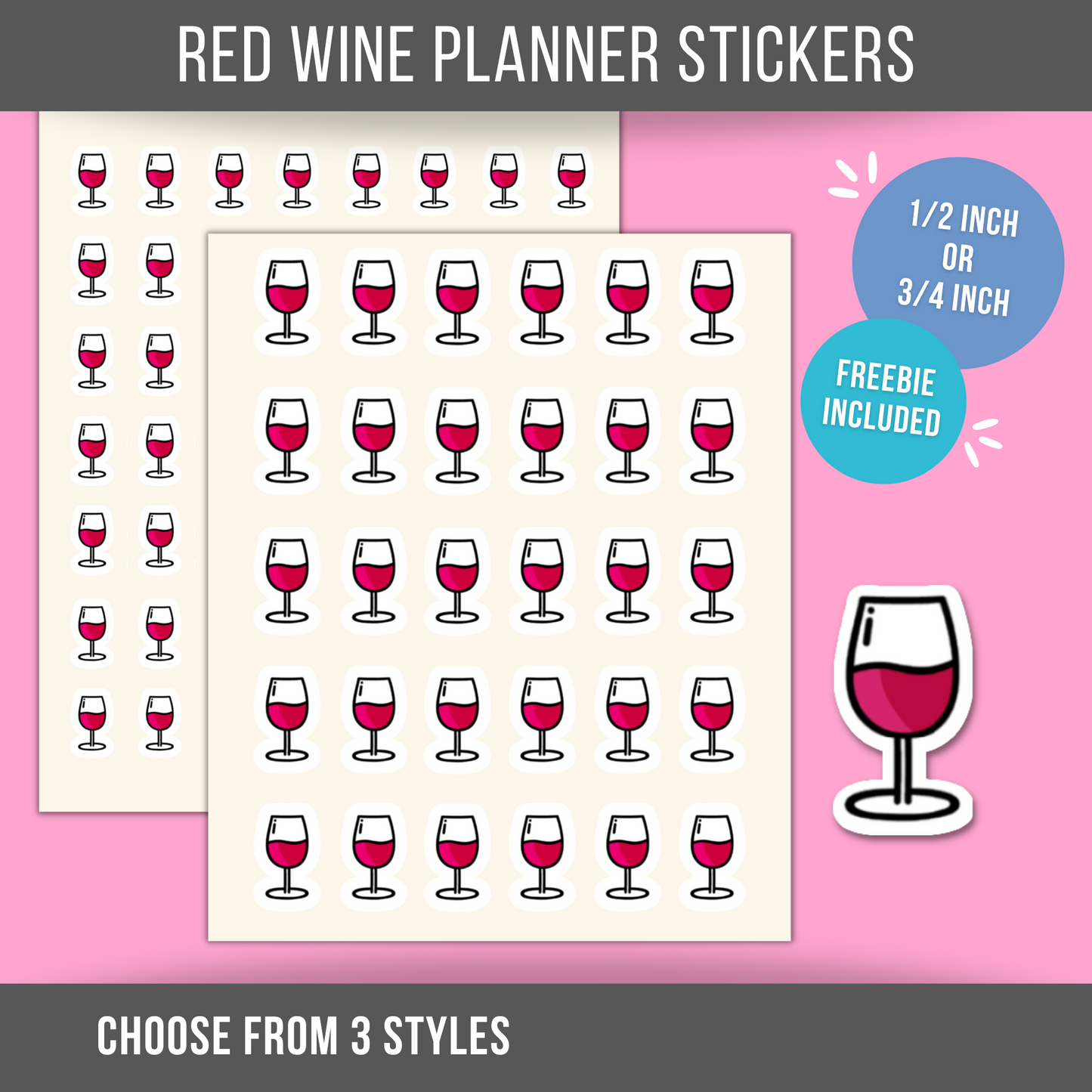 Wine Planner Sticker Red Wine Sticker Happy Hour Rosé Sticker White Drinks And Wine Sticker for Wine Drinkers Calendar Sticker