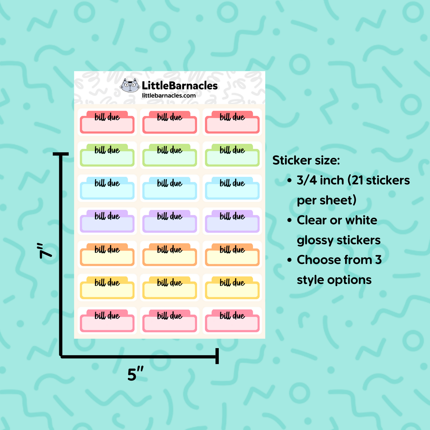 Bill Due Planner Sticker | 1.5" Size | Quarter Box Life Planner Sticker Finance Budget Planner Calendar Sticker Bill Reminder Label