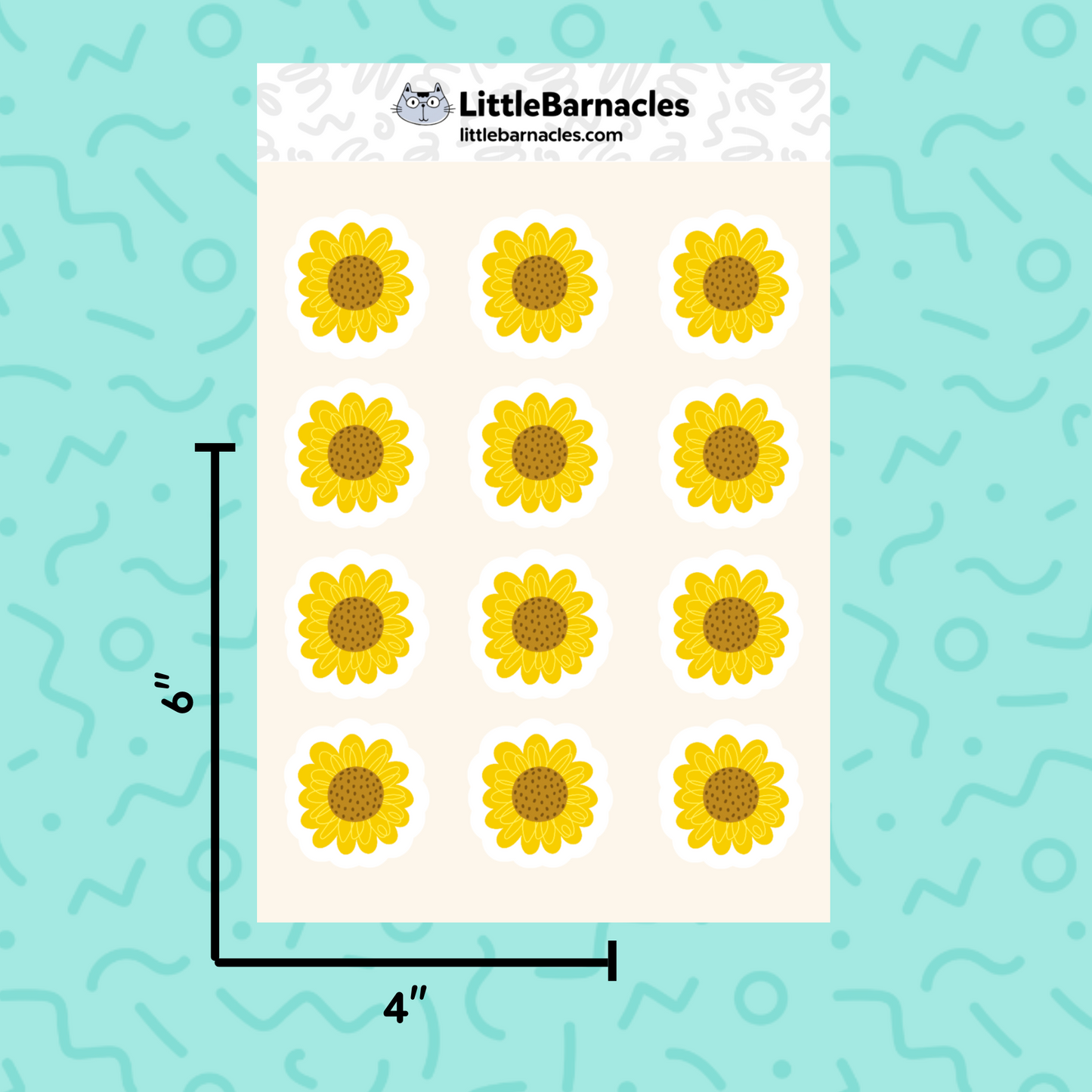 Sunflower Sticker Sheet Waterproof Vinyl Mini Stickers Cute Small Flower Sticker Spring Floral Water Bottle Planner Sticker Teacher Gift