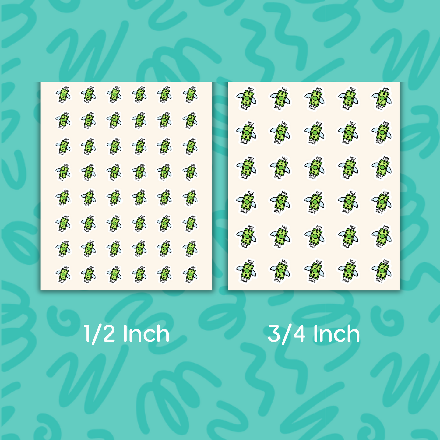 Pay Bills Planner Sticker Money With Wings Mini Sticker Finance Reminder Money Label Payday Sticker