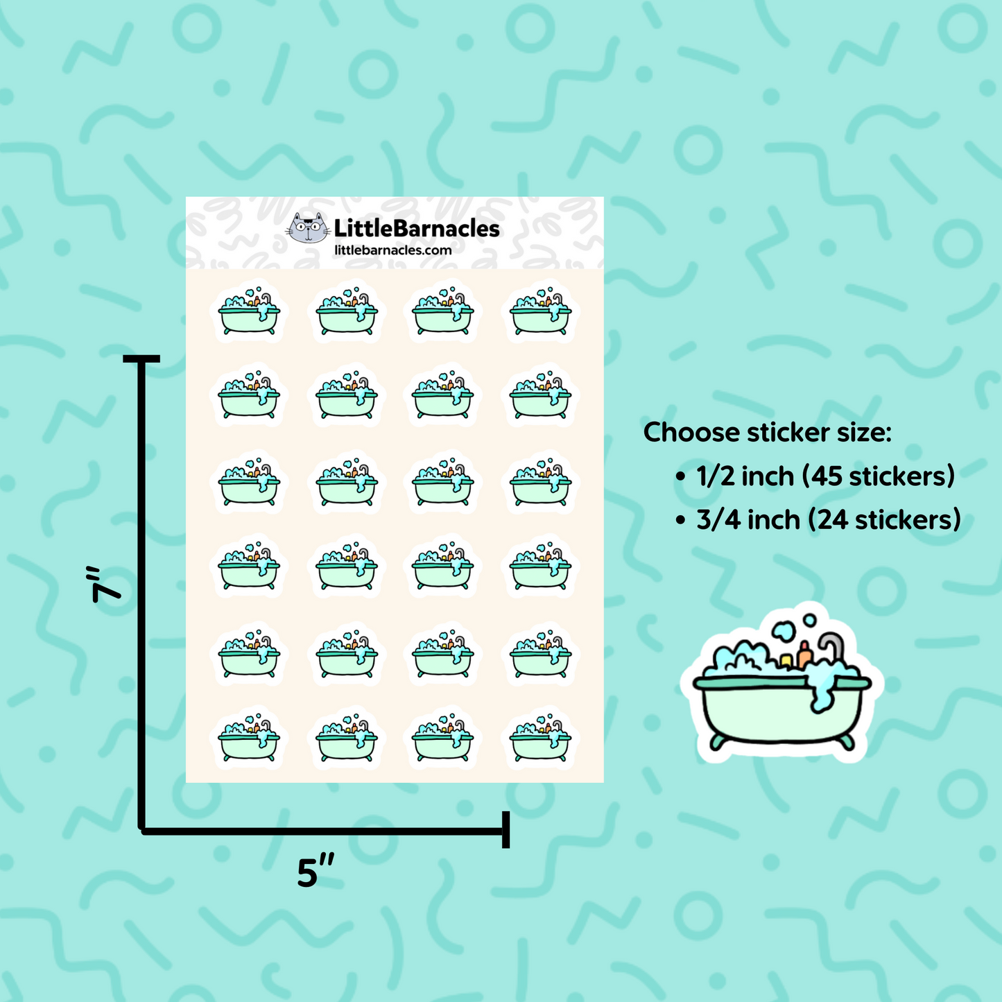 Bubble Bath Planner Stickers Relaxation Mood Journal Mental Health Mini Sticker Glimmer Journal Self Care Sticker for Calendar or Planner