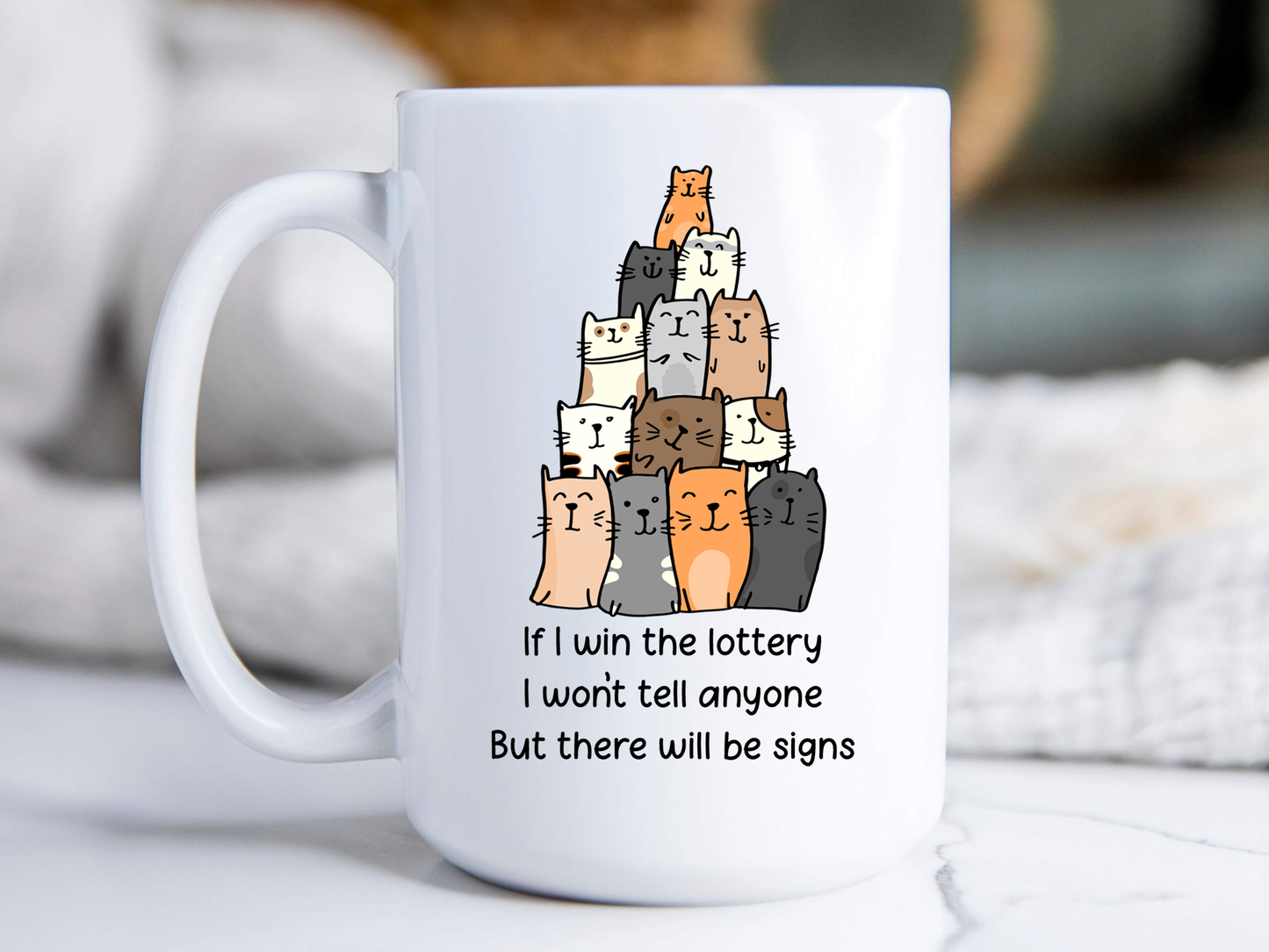 Lottery Cats Mug Funny Cat Coffee Cup Lottery Meme Cat Lovers Mug Cat Mom Gift