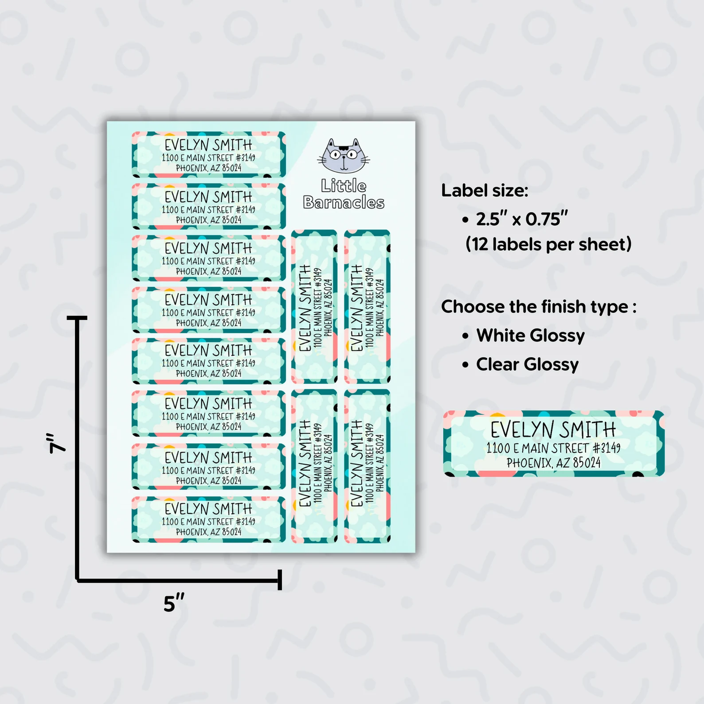 Teal Floral Address Labels, Return Address Labels, Personalized Mailing Labels