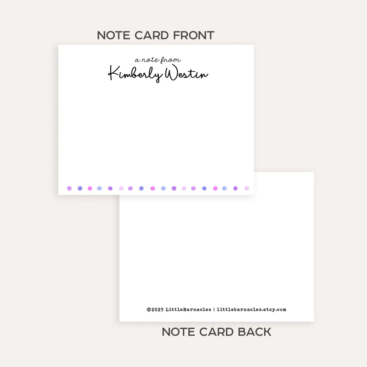 Personalized Dots Stationery Set Custom Note Card Flat Note Card Customized Stationery Gift Name Note Card Custom Name Stationery Set of 20