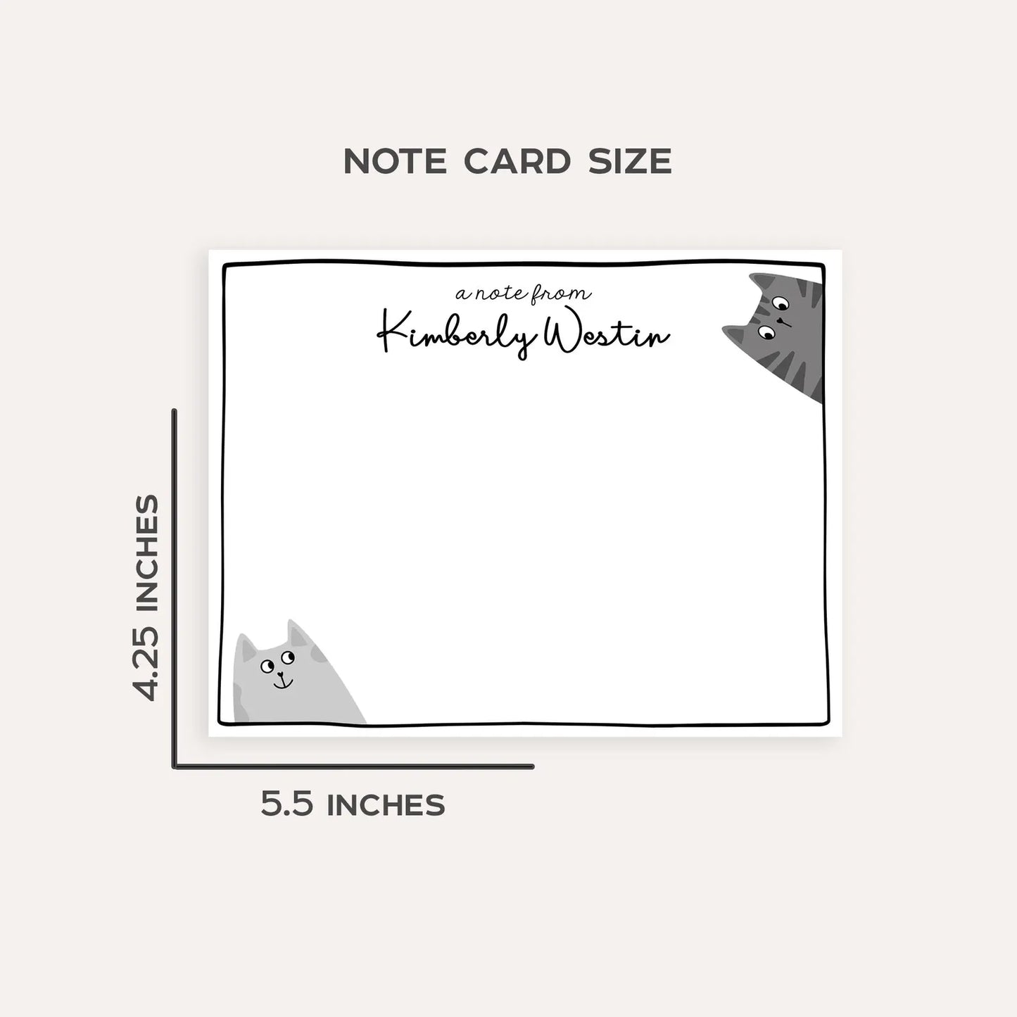 Personalized Cat Stationery Set Custom Note Card Flat Note Card Teacher Stationery Gift Cat Note Card Custom Name Stationery