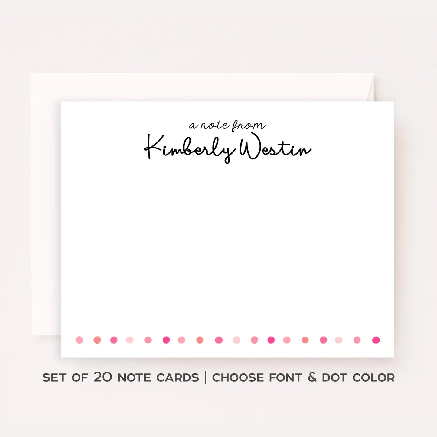 Personalized Dots Stationery Set Custom Note Card Flat Note Card Customized Stationery Gift Name Note Card Custom Name Stationery Set of 20