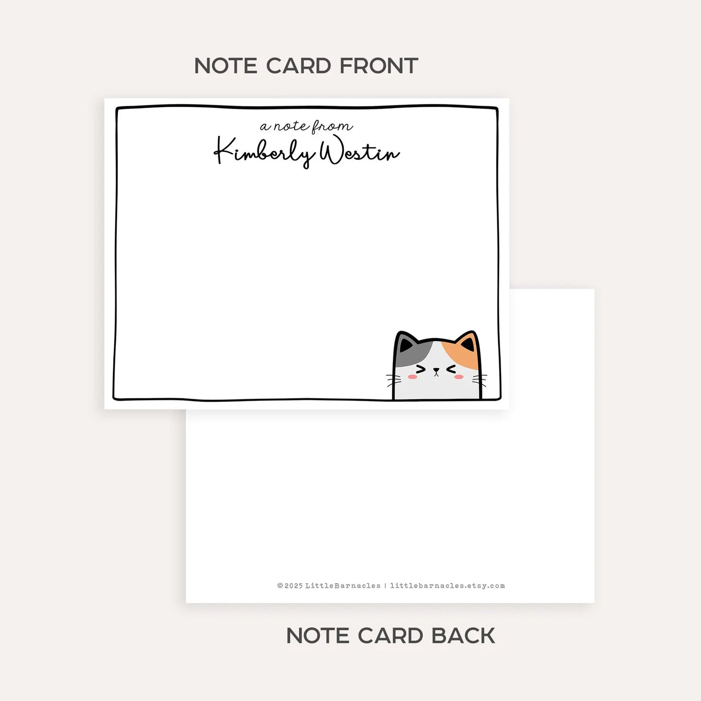 Personalized Cat Stationery Set Custom Note Card Flat Note Card Teacher Stationery Gift Cat Note Card Custom Name Stationery