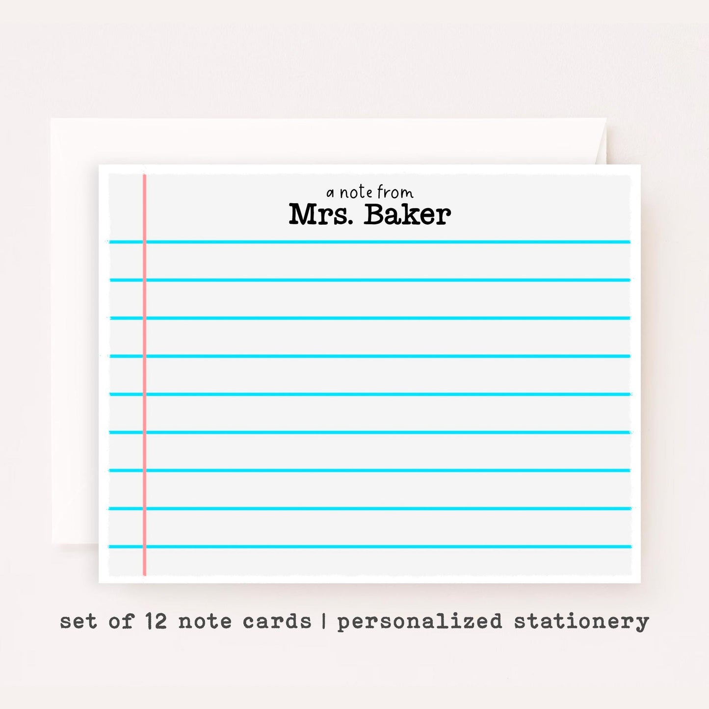 Personalized Teacher Stationery • Loose Leaf Notecard Set • Custom Name Note Cards • Teacher Thank You Cards • Classroom Gift • Set of 12