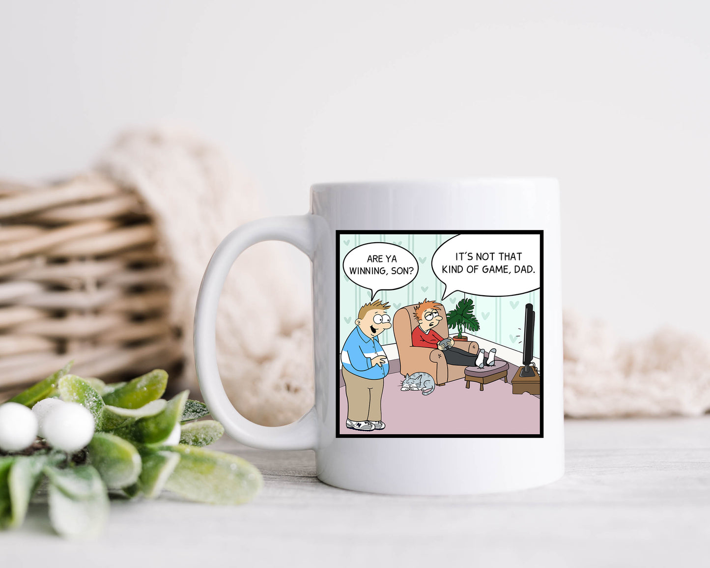 Video Gamer Mug Dad Joke Cartoon Video Gaming Coffee Cup