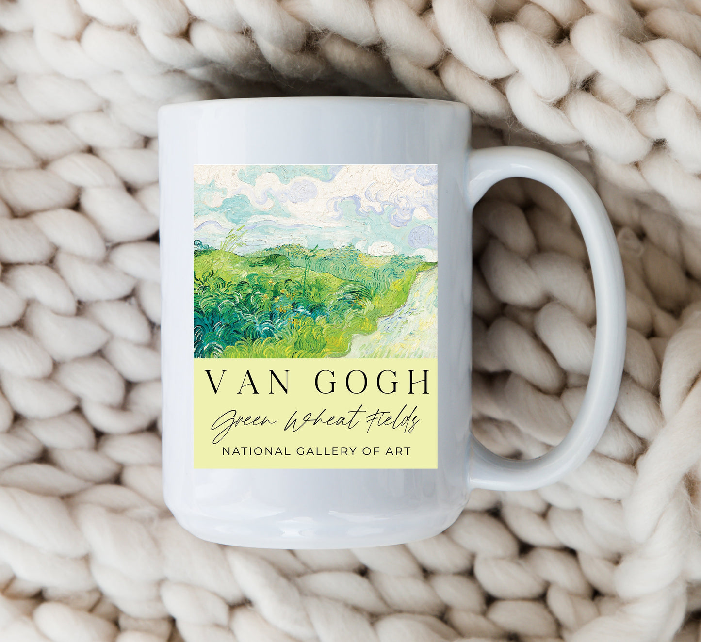 Van Gogh Vase Mug Green Wheat Fields Coffee Cup
