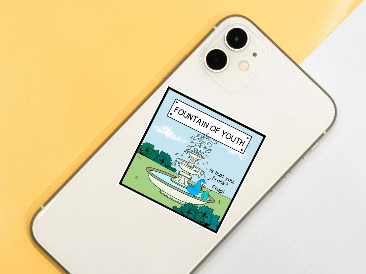 Funny Birthday Sticker Bird Cartoon Over The Hill