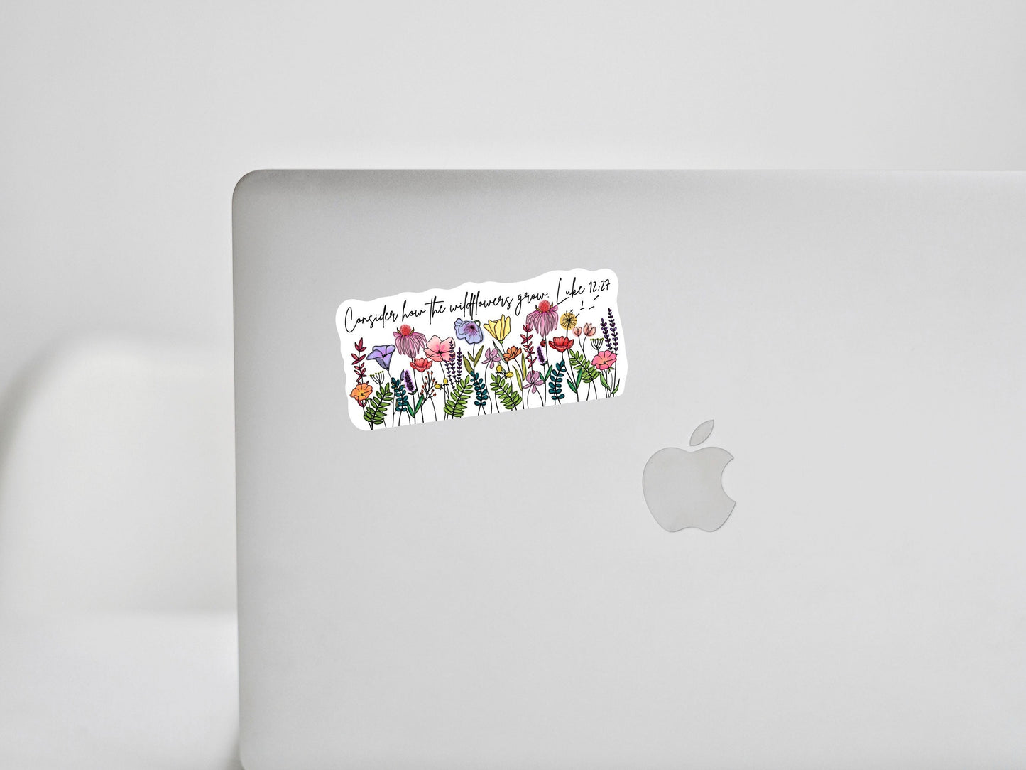 Consider How The Wildflowers Grow Sticker Bible Verse Luke 12:27