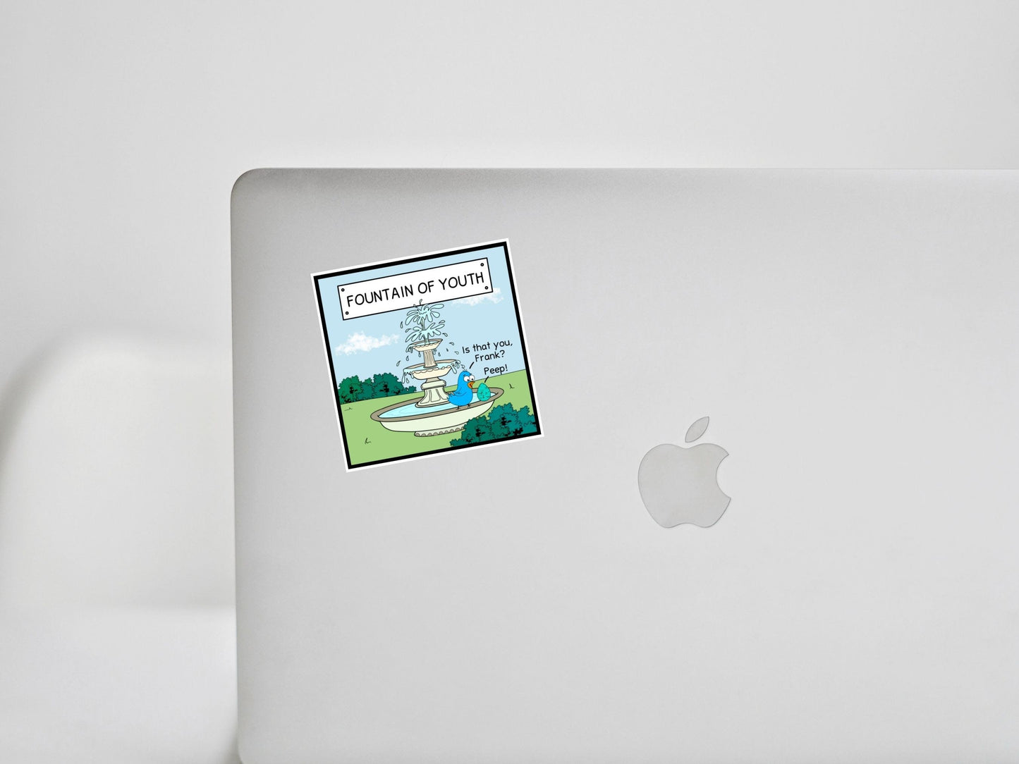 Funny Birthday Sticker Bird Cartoon Over The Hill