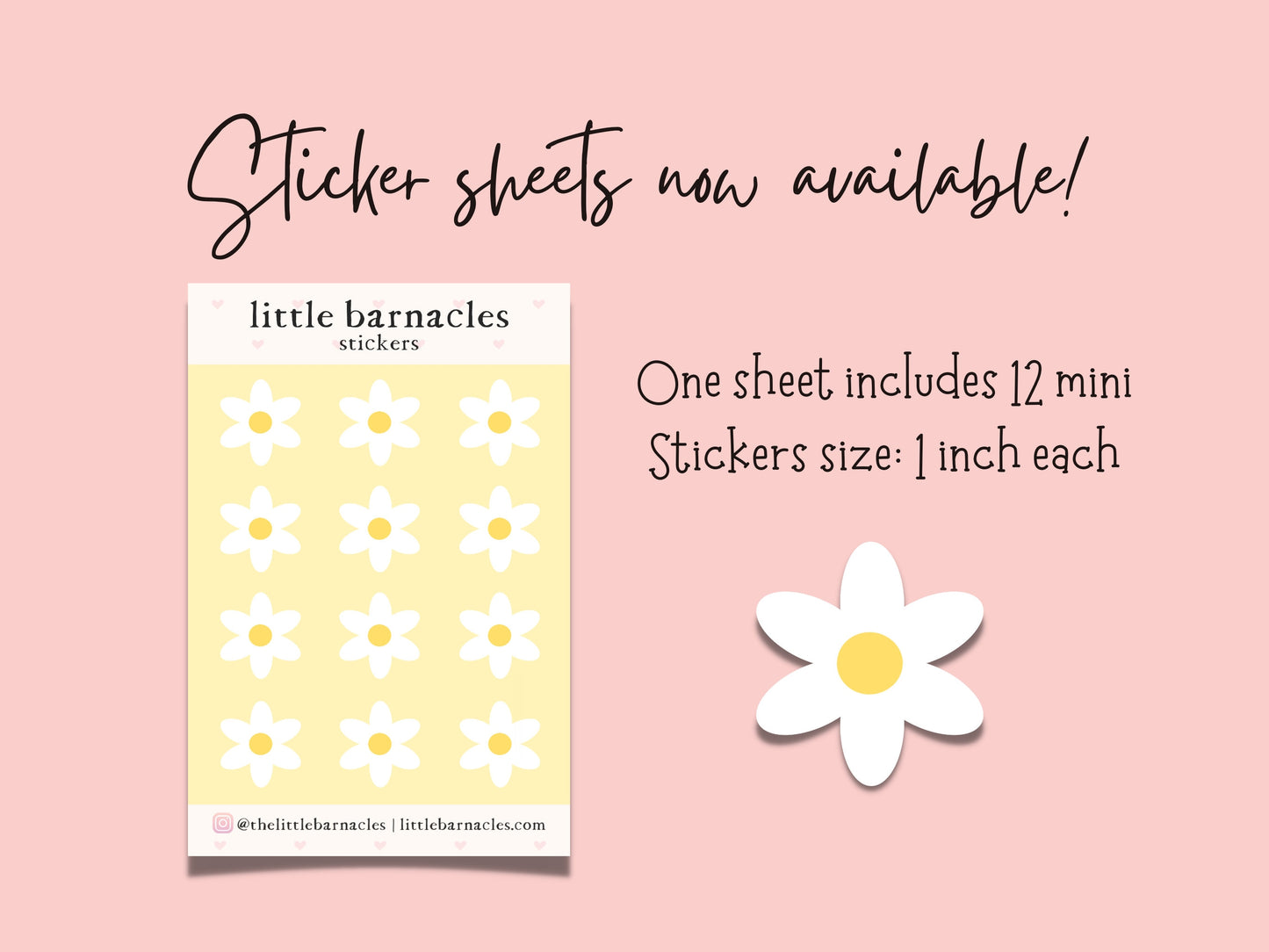 Mini White Daisy Flower Sticker Sheet Cute Small Flower Stickers