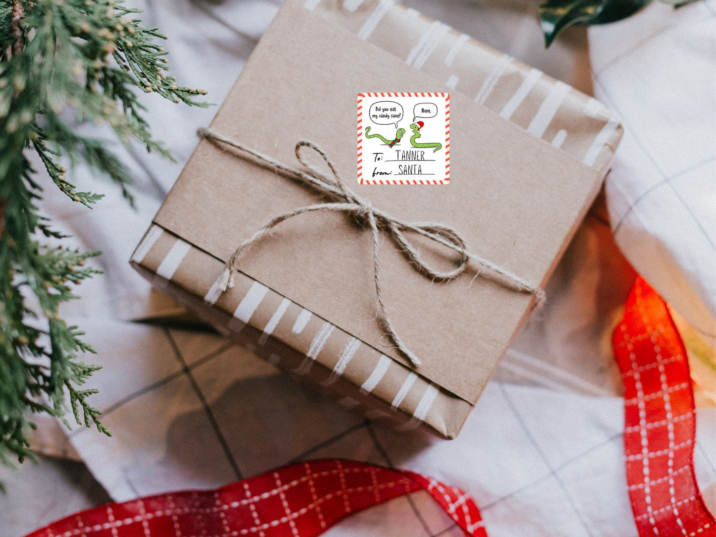 Snake Candy Cane Christmas Gift Present Labels To And From