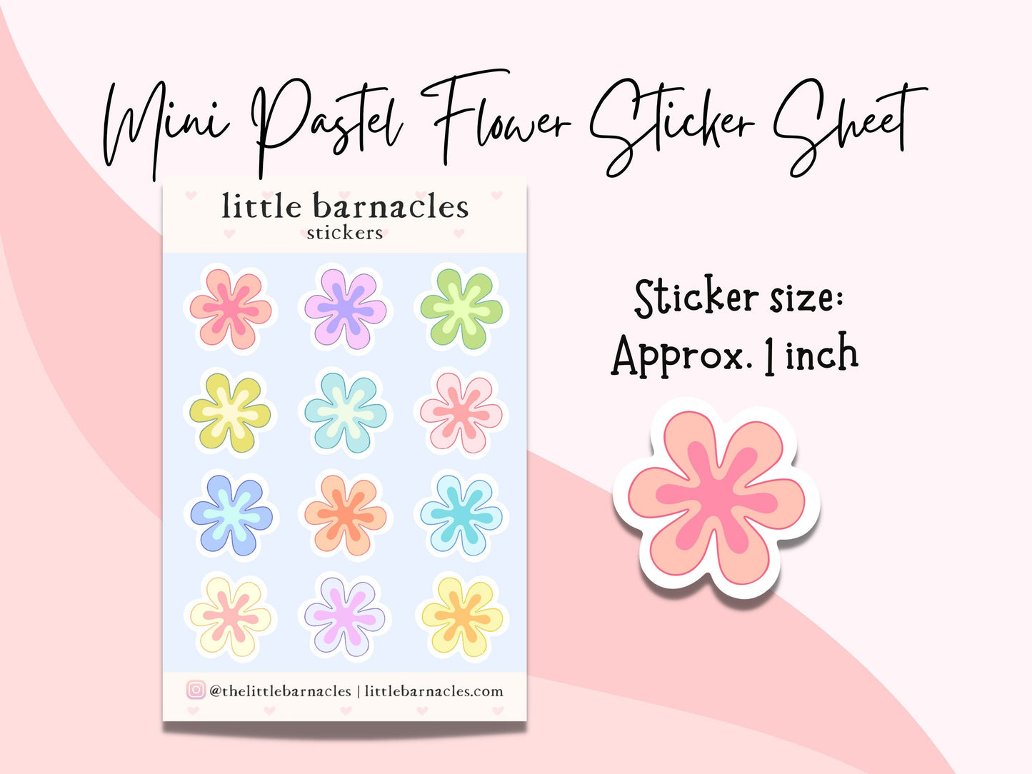 Mini Rainbow Flower Sticker Sheet Colorful Flower Small Sticker