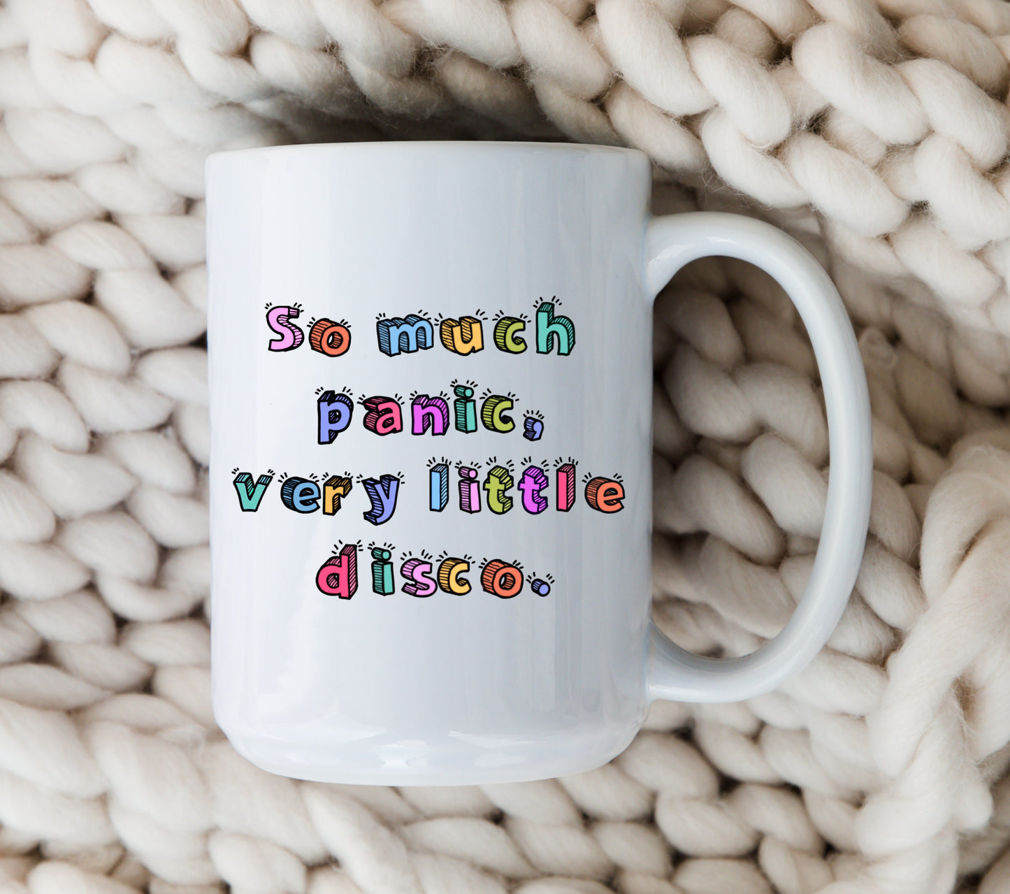 So Much Panic Very Little Disco Mug Anxiety Coffee Cup Funny Mental Health