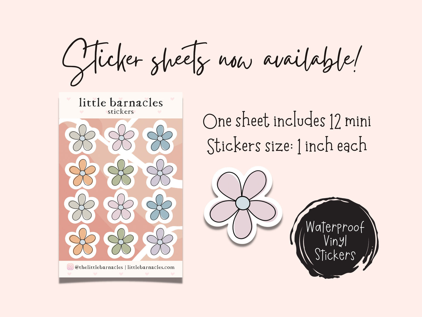 Mini Neutral Flowers Sticker Sheet Cute Small Flower Sticker