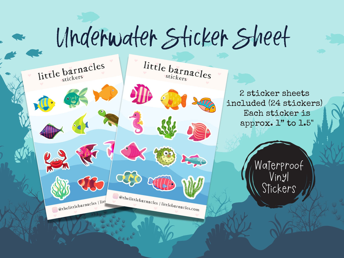 Mini Underwater Sticker Sheet Aquarium Tropical Fish Small Sticker
