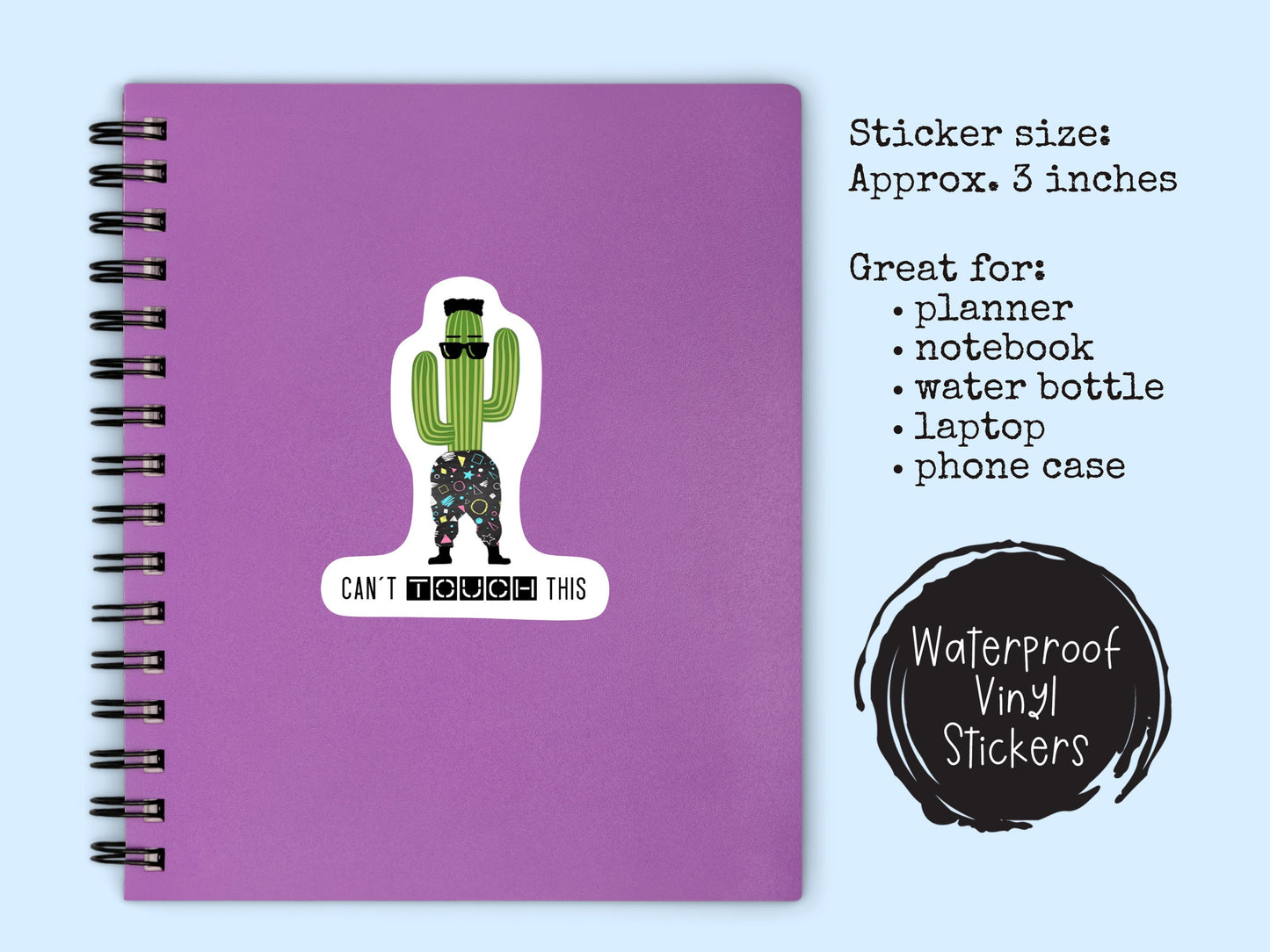 Can't Touch This Sticker Cute Cactus Succulent 90s Nostalgia