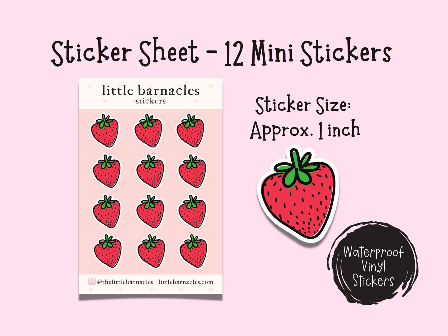 Mini Strawberry Sticker Sheet Chocolate Strawberry Fruit Sticker