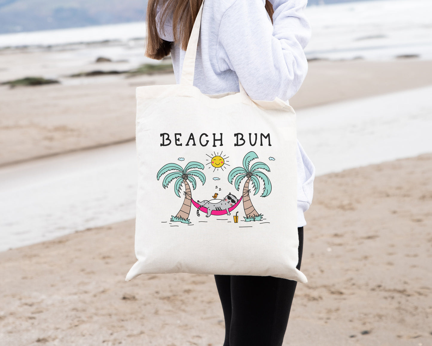 Beach Bum Cat Tote Bag