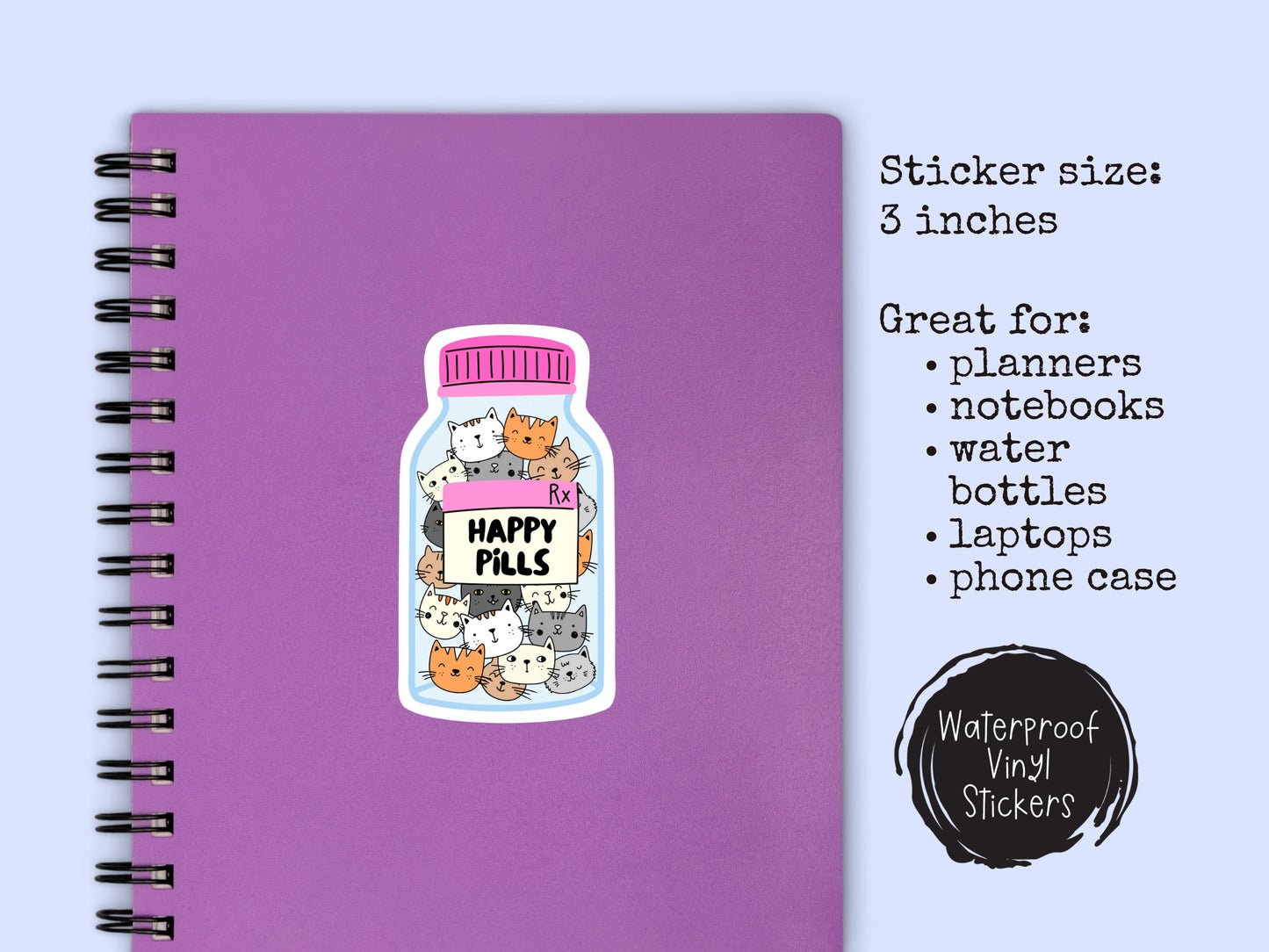 Happy Pills Cat Sticker For Cat Lover