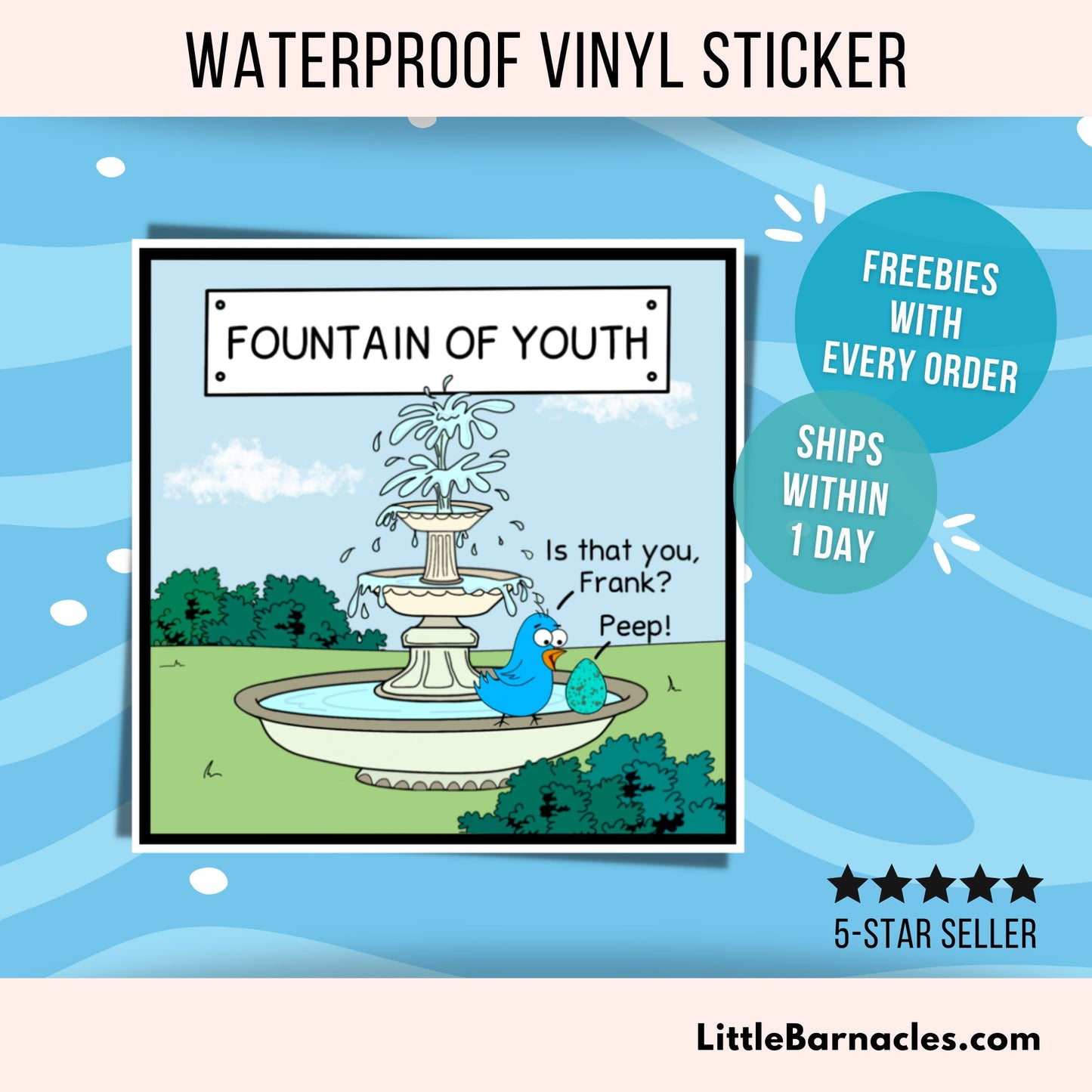 Funny Birthday Sticker Bird Cartoon Over The Hill