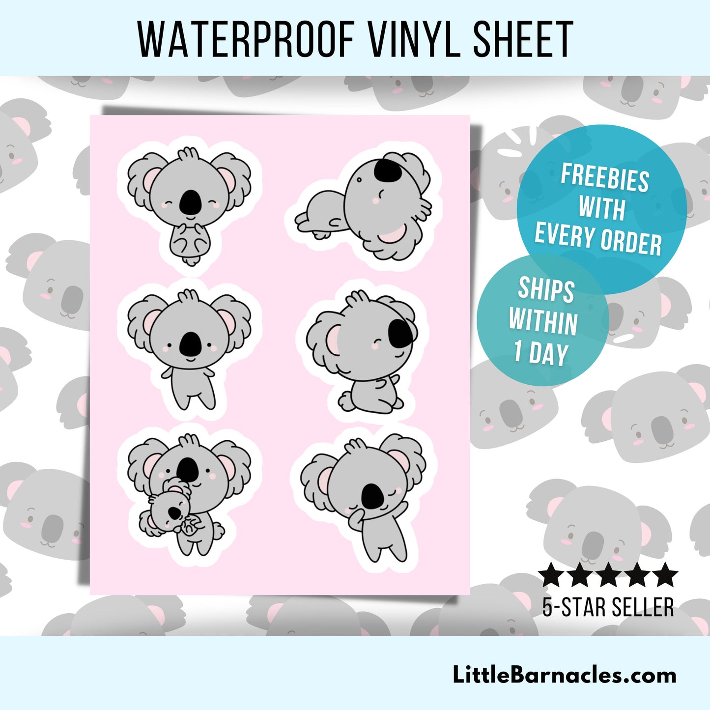 Mini Koala Sticker Sheet Cute Animal Small Sticker