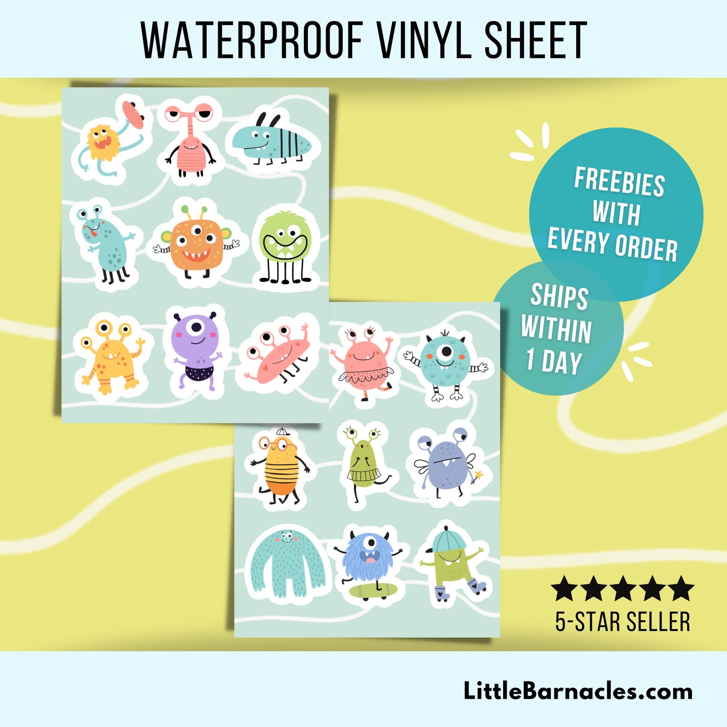 Mini Monster Sticker Sheet Cartoon Monster Small Sticker